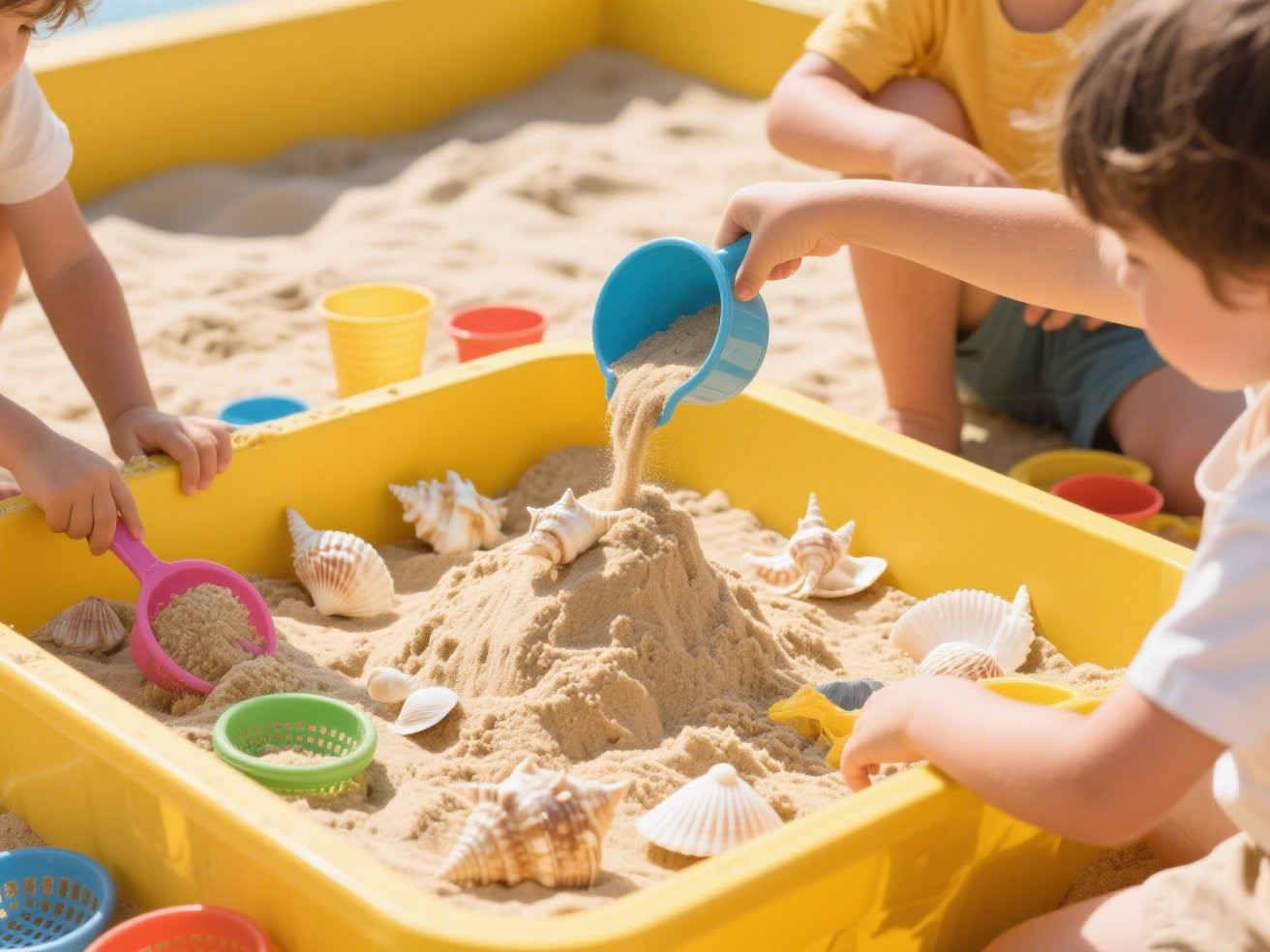 6. Beach-Inspired Sand and Seashell Bin