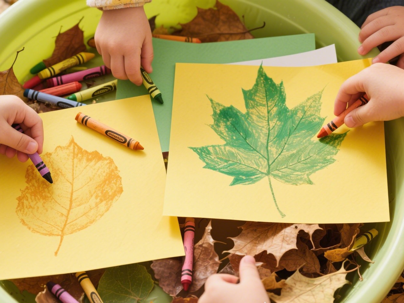 9. Leaf Rubbing & Crunch Bin