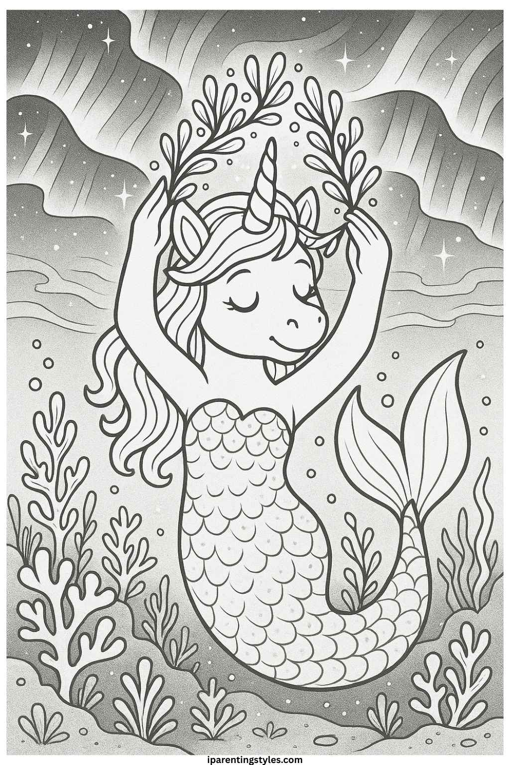 Enchanted Wonders – Unicorn Mermaid Coloring Sheet Collection "Sheet 1"