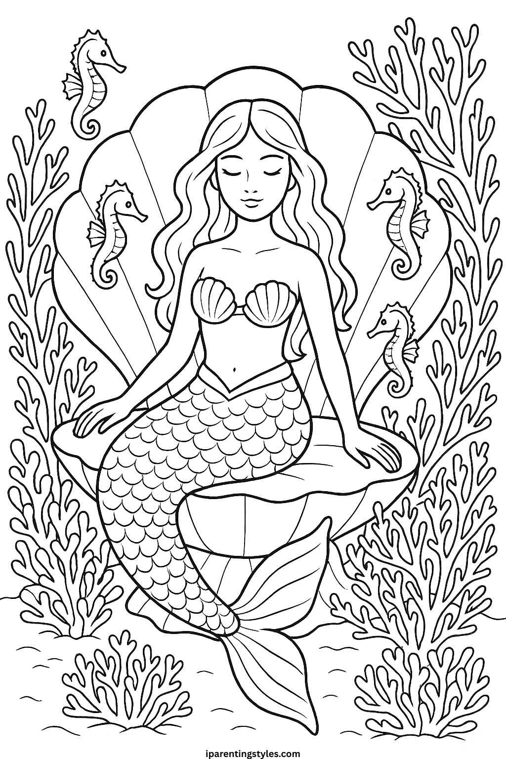 🧜‍♀️ Magical Marine Dreams: Printable Mermaid Coloring Sheet Collection "Sheet 1"