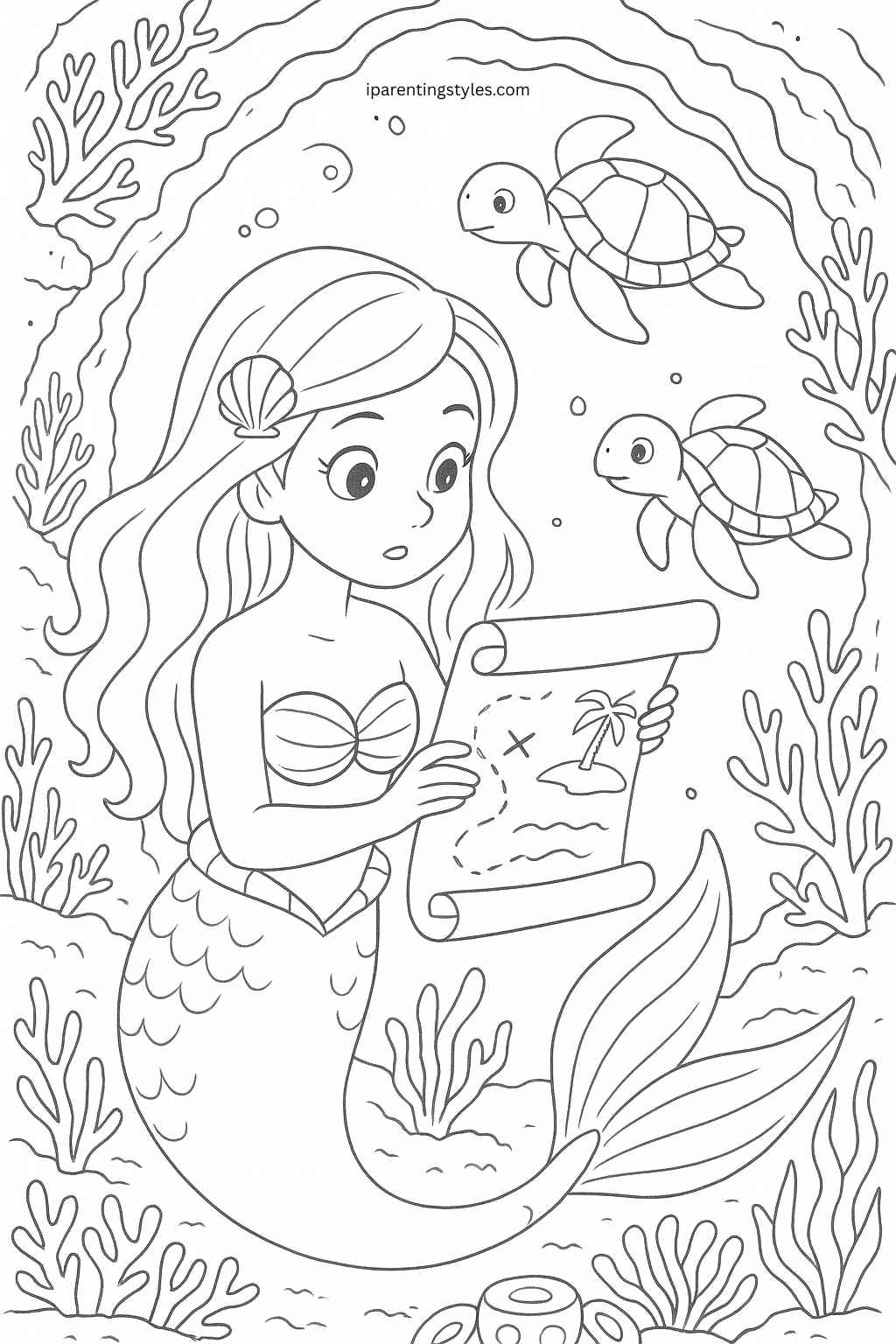 Mermaid Coloring Sheets: Dive Into Creative Fun for Kids "Page 1"