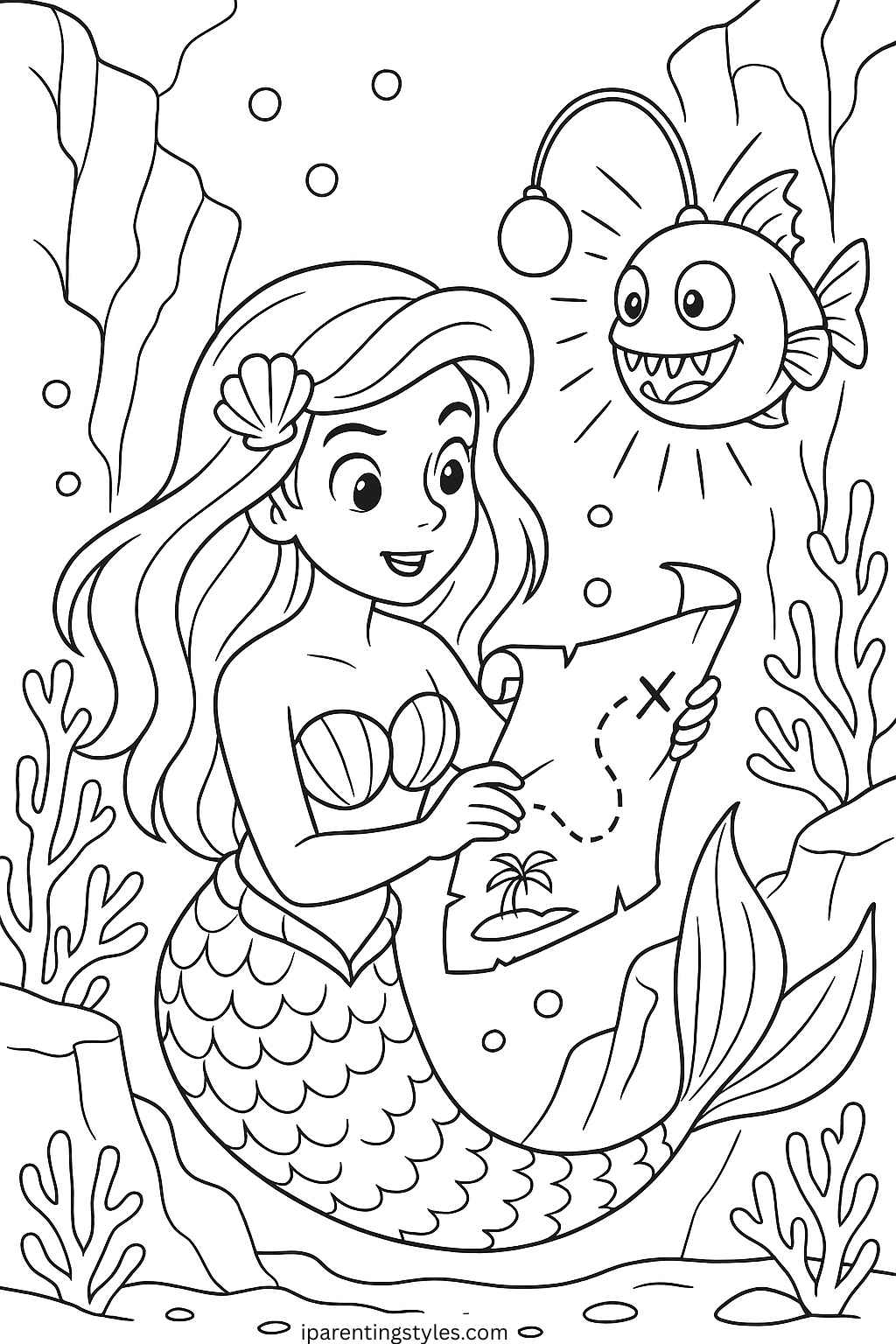 🧜‍♀️ Splash of Imagination: Free Mermaid Coloring Sheets for Little Artists "Page 1"