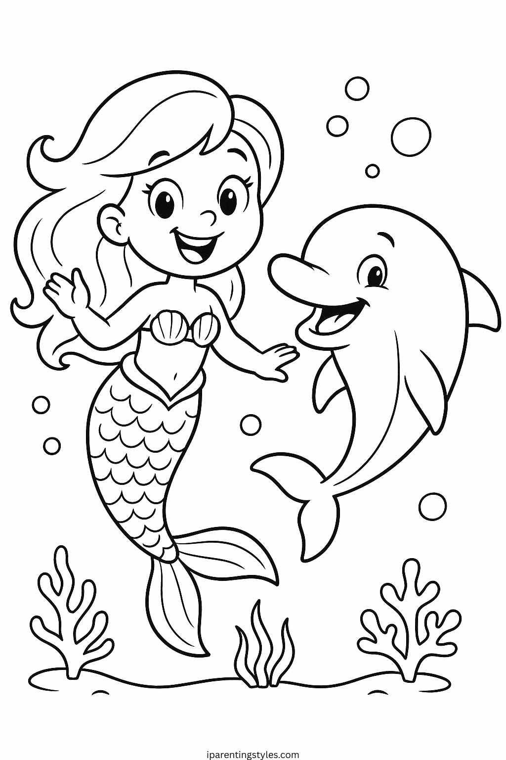 Dive into Creativity with Free Mermaid Coloring Sheet – A Magical Under-Sea Adventure "Page 1"