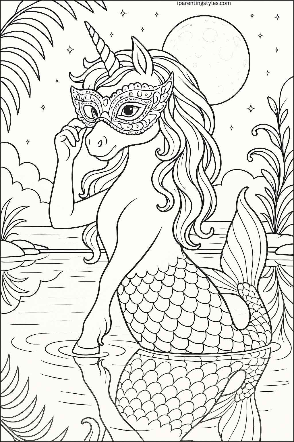 Enchanted Realms: Unicorn Mermaid Coloring Sheet Collection "Sheet 10"