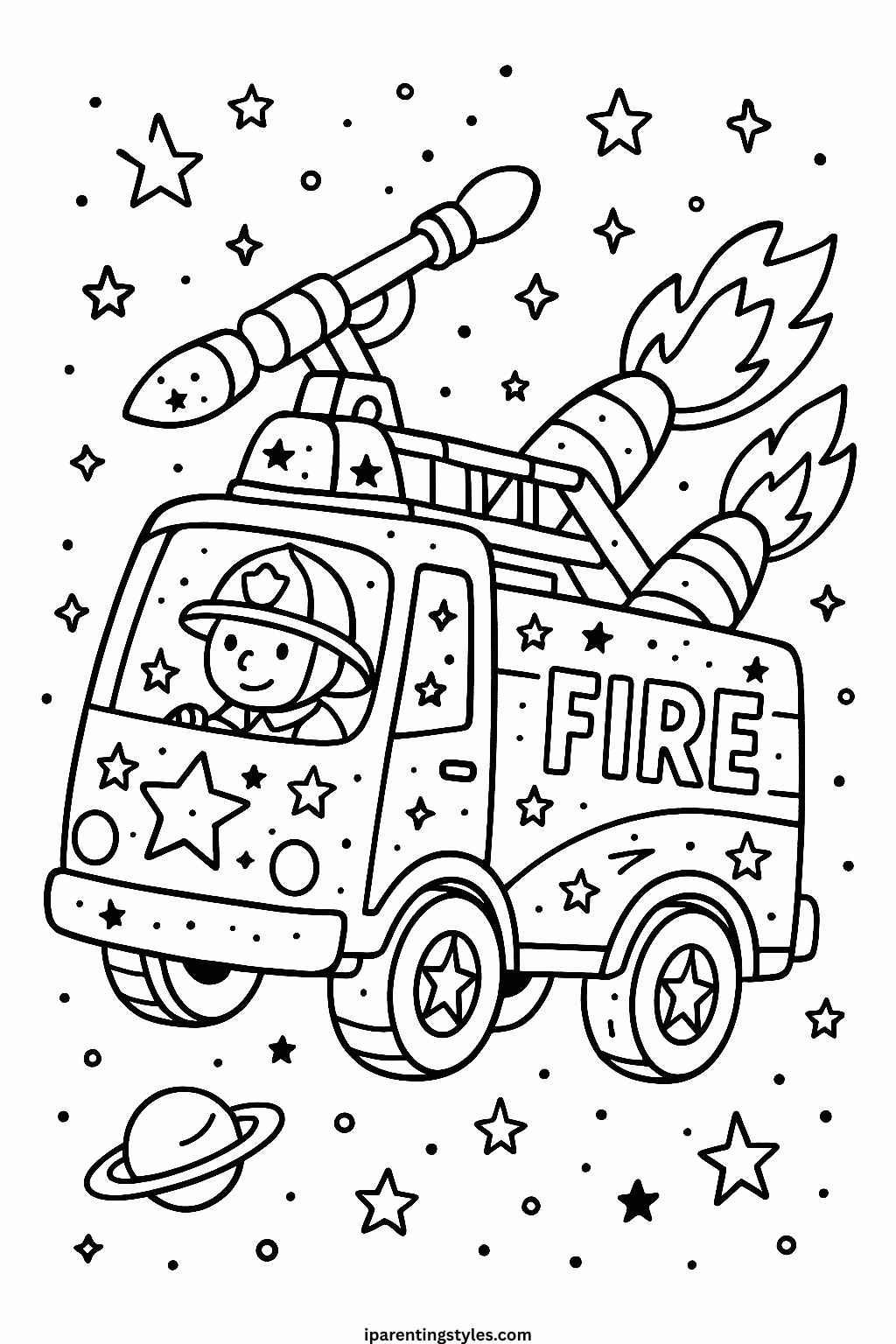 🚒 Heroic Adventures Await: Ultimate Fire Truck Coloring Sheet Collection "Sheet 10"