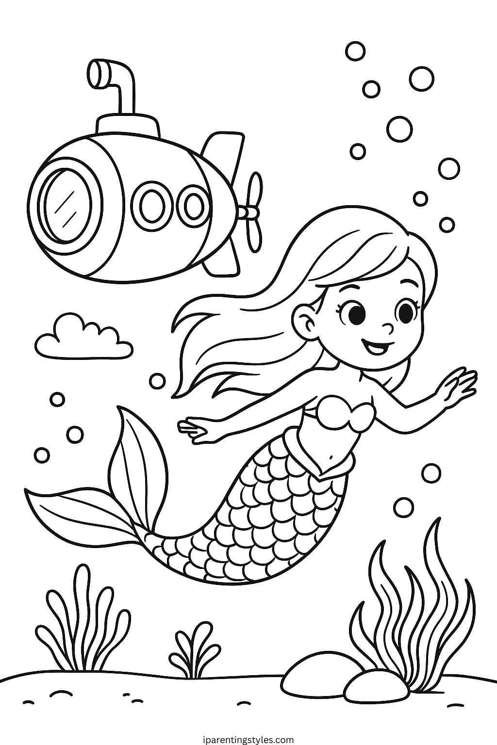 🧜‍♀️ Splash into Creativity: Free Mermaid Coloring Sheets for Kids "Page 10"