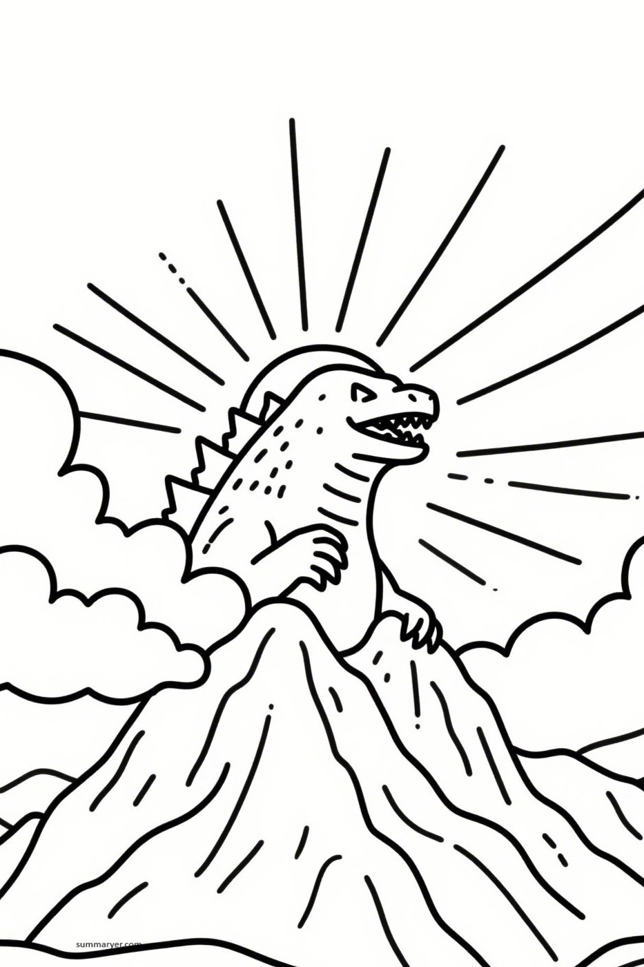 Big Fun with a Big Lizard: 10 Whimsical Godzilla Coloring Page Ideas for All Ages