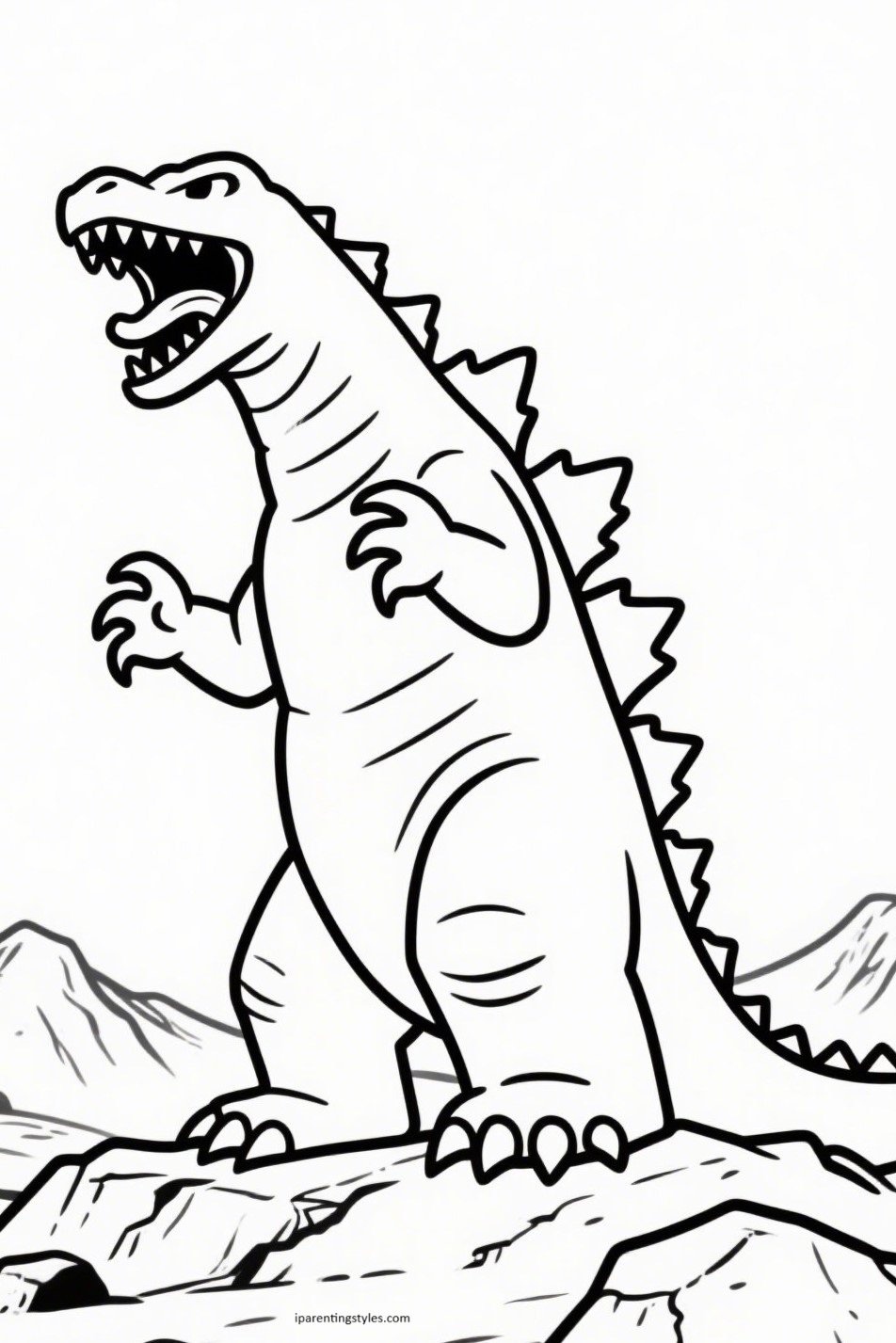 10 Epic Godzilla Coloring Sheets — Bold Outlines, Ready for Your Colors!