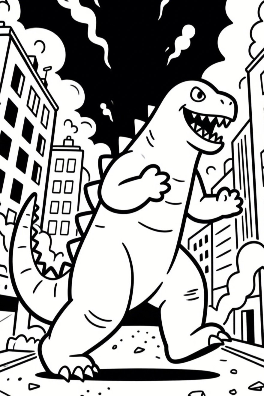 Roar into Creativity: 10 Godzilla Coloring Pages Kids Will Love