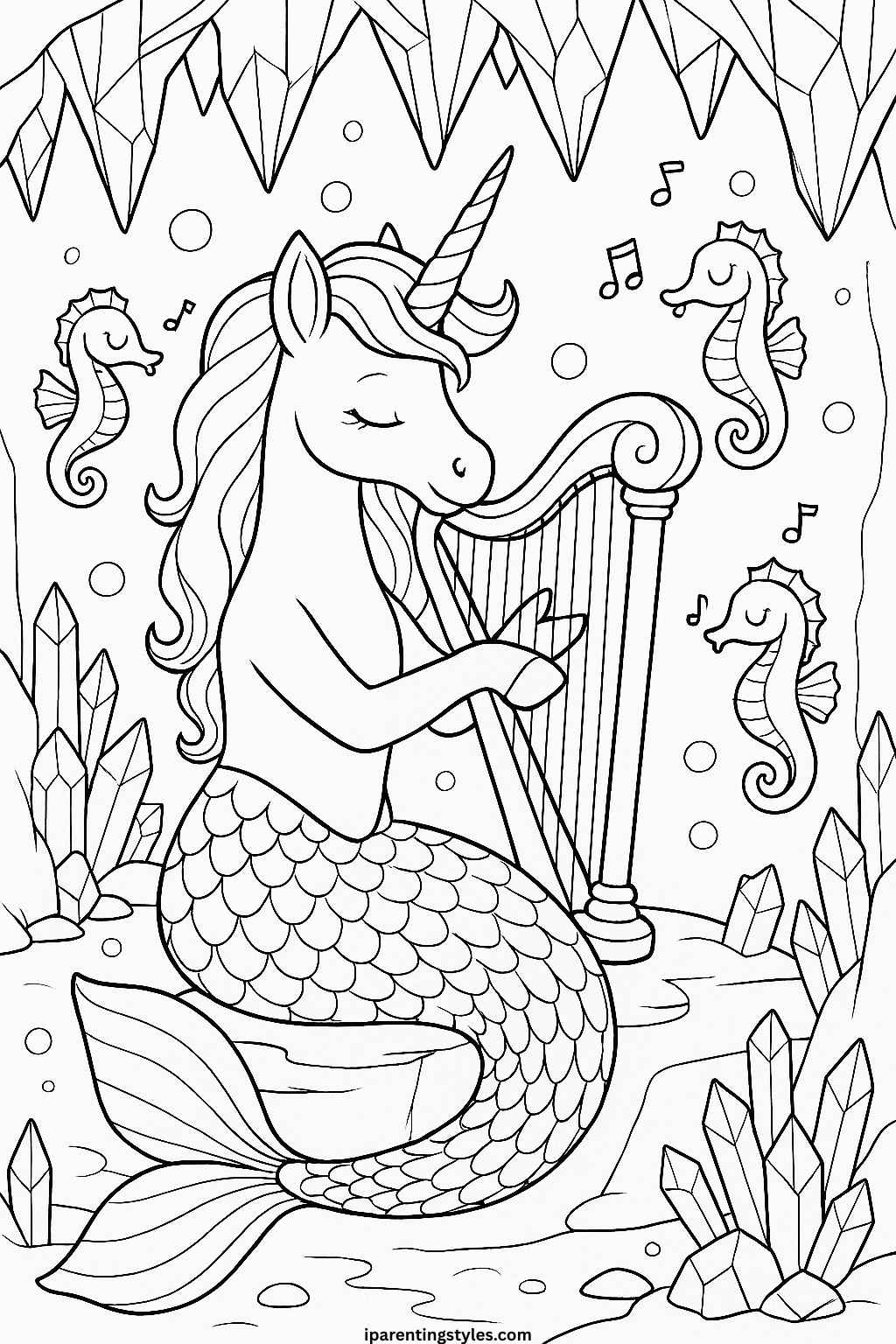 Enchanted Wonders – Unicorn Mermaid Coloring Sheet Collection "Sheet 2"