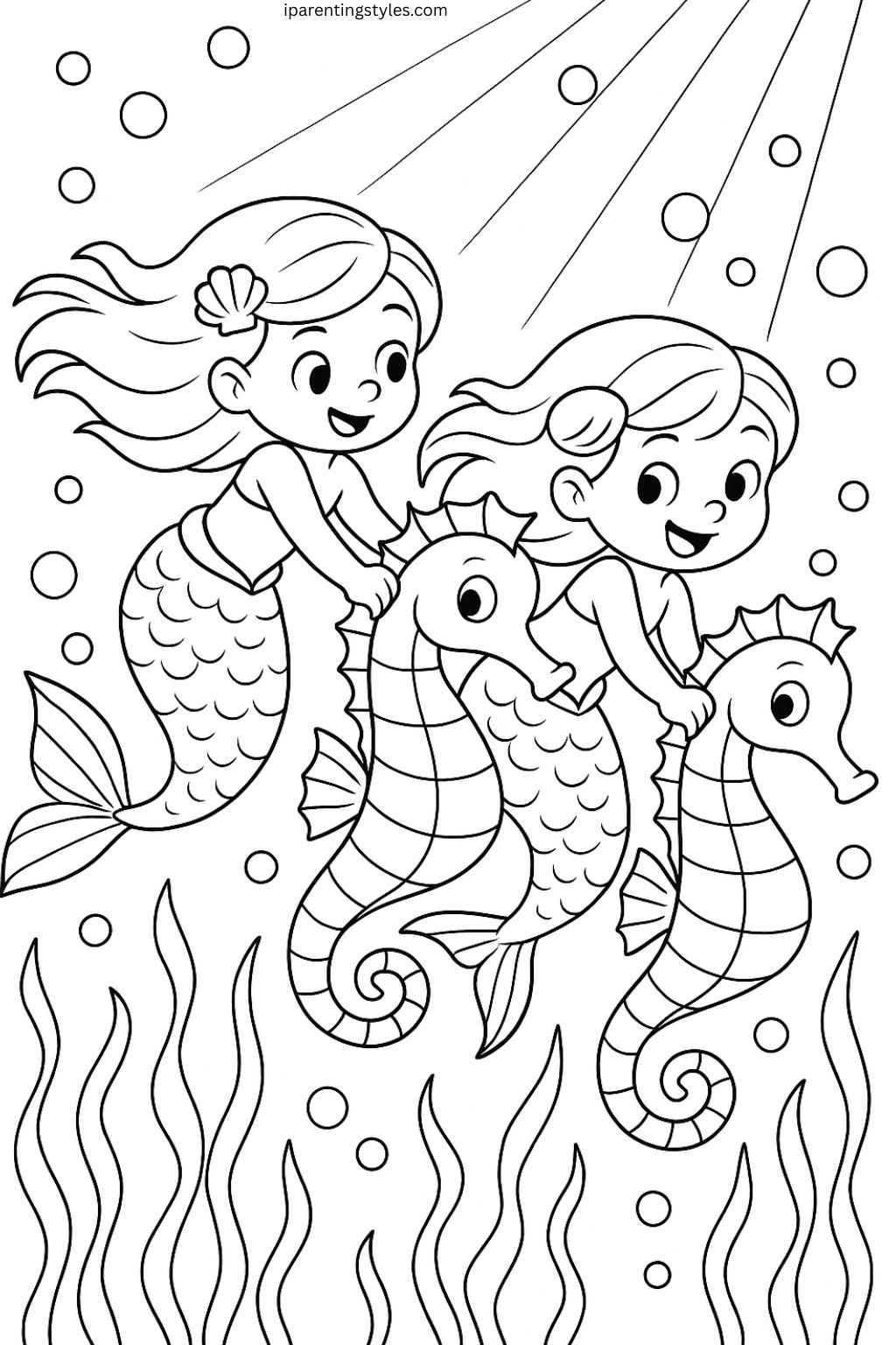 Mermaid Coloring Sheets: Dive Into Creative Fun for Kids "Page 2"