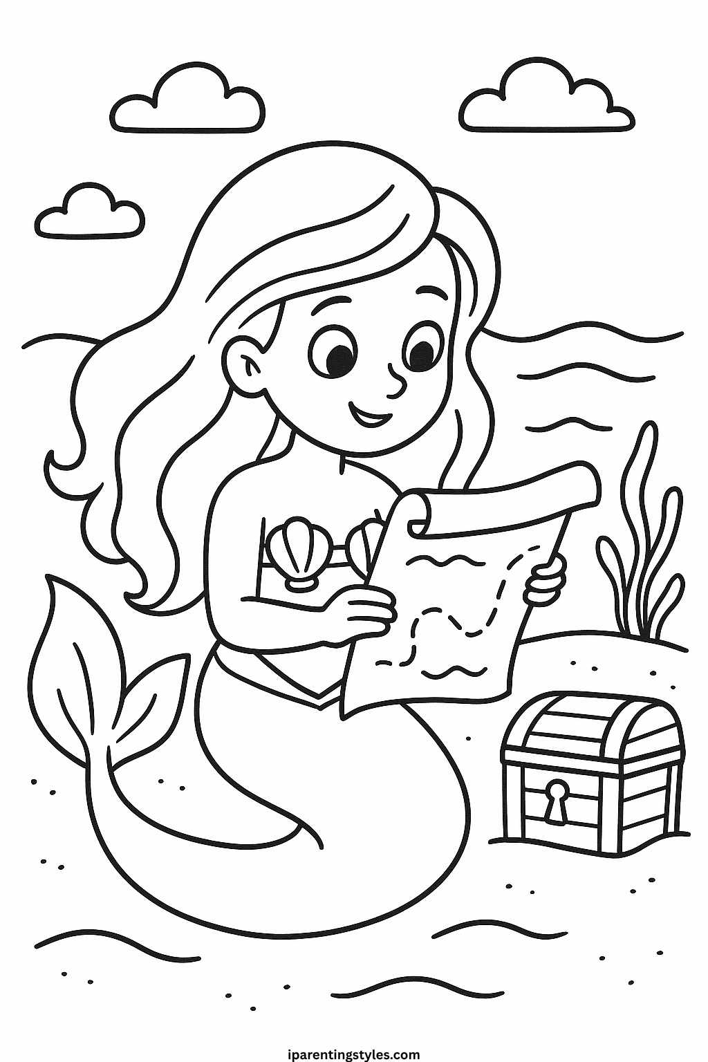 🧜 Magical Seas: Printable Mermaid Coloring Sheet Collection "Page 2"