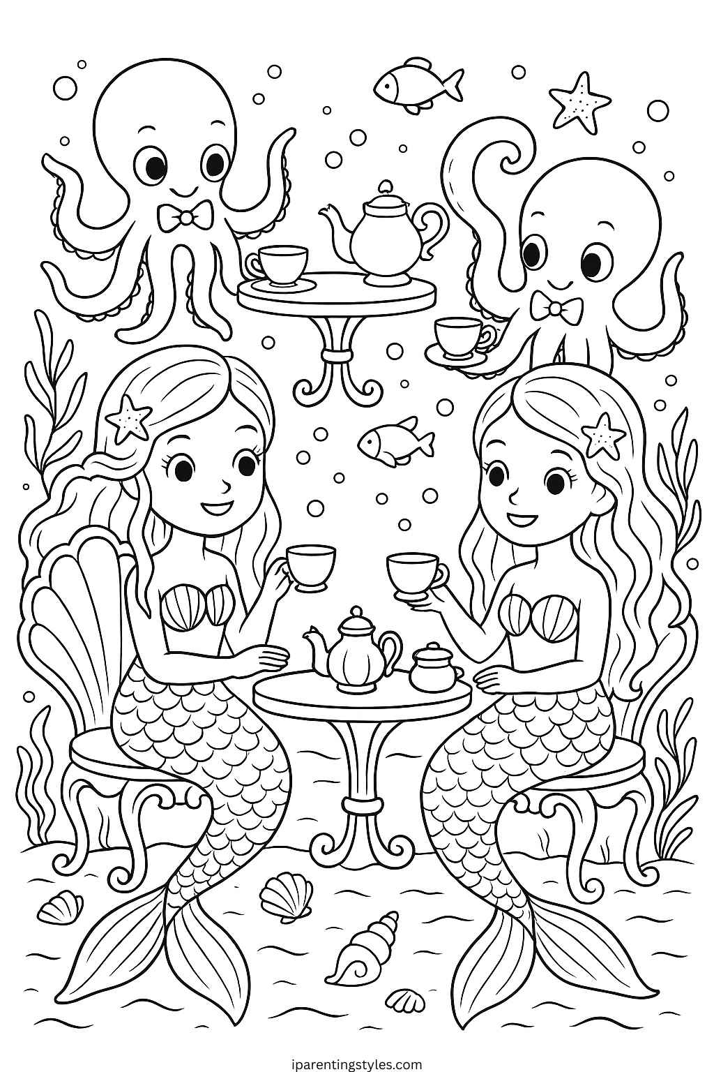 🧜‍♀️ Magical Fun Awaits with These Free Mermaid Coloring Sheets for Kids "Page 2"