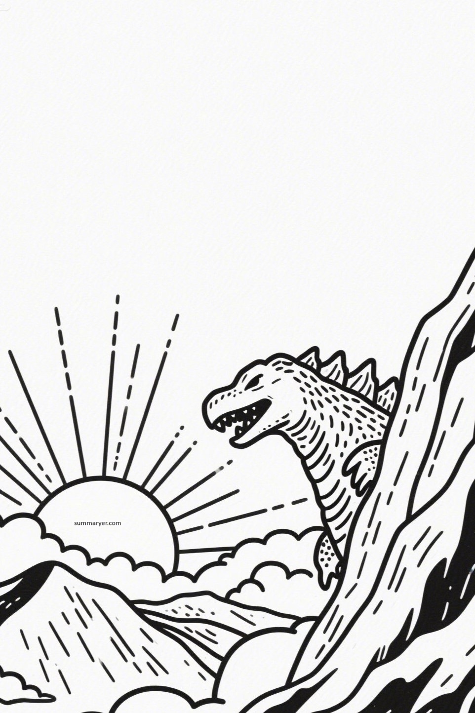 Big Fun with a Big Lizard: 10 Whimsical Godzilla Coloring Page Ideas for All Ages