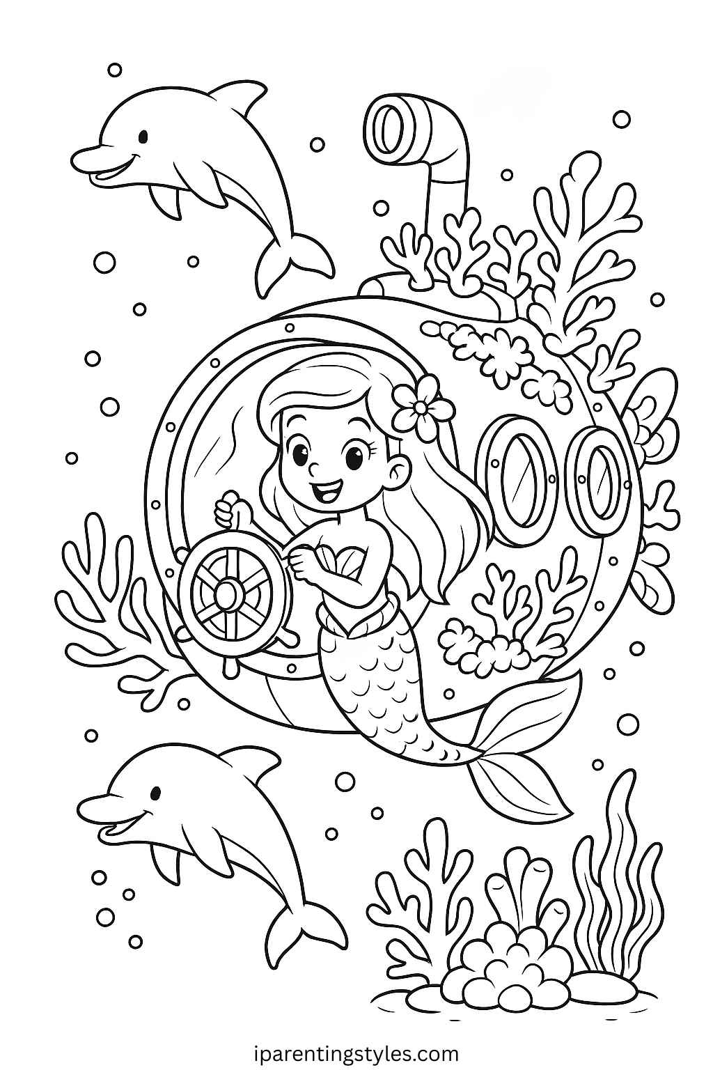 🧜‍♀️ Mermaid Magic: Free Mermaid Coloring Sheets for Kids "Page 2"