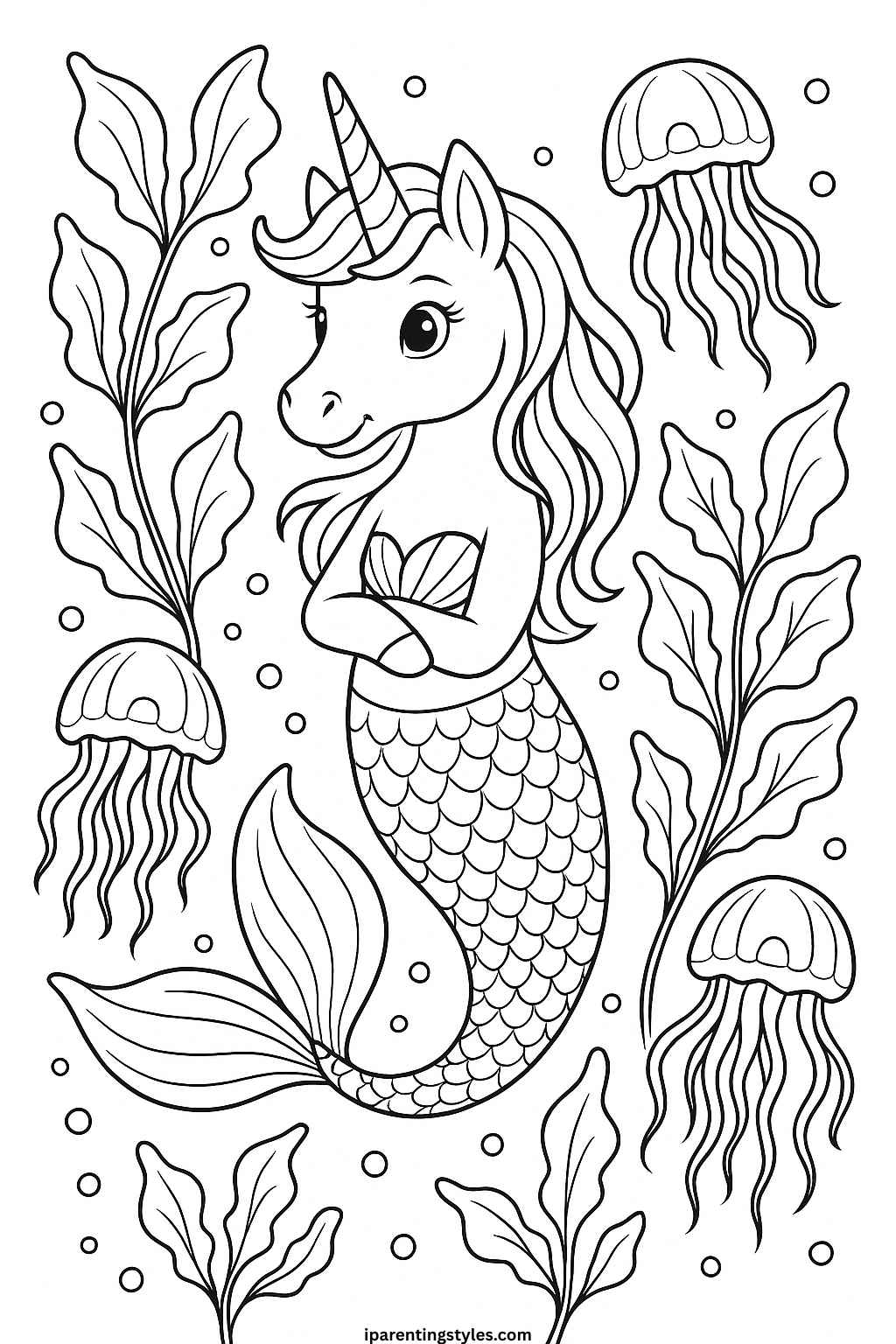 Enchanted Wonders – Unicorn Mermaid Coloring Sheet Collection "Sheet 3"