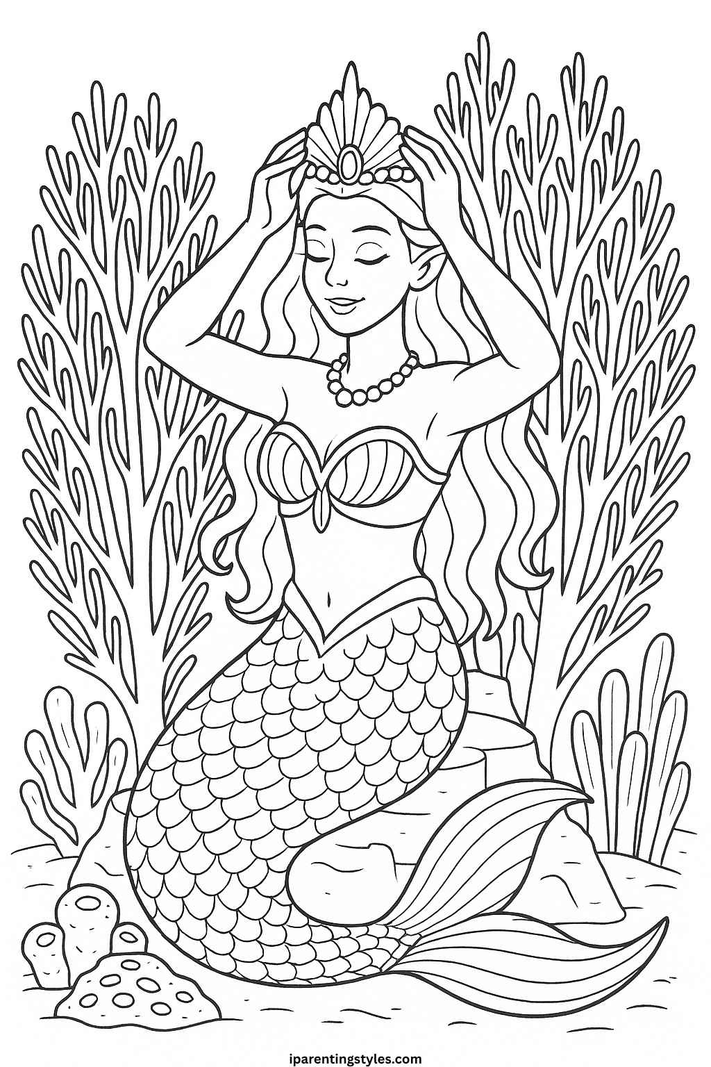 Enchanted Seas: Printable Mermaid Coloring Sheet Collection for Creative Kids 🧜‍♀️ "Sheet 3"