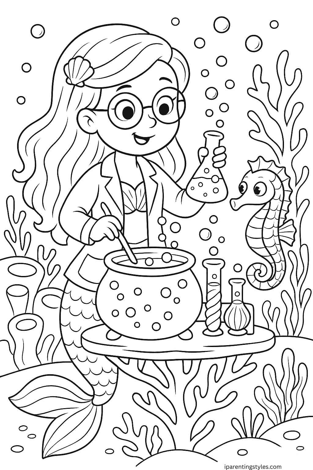 🧜‍♀️ Splash into Creativity: Free Mermaid Coloring Sheets for Kids "Page 3"