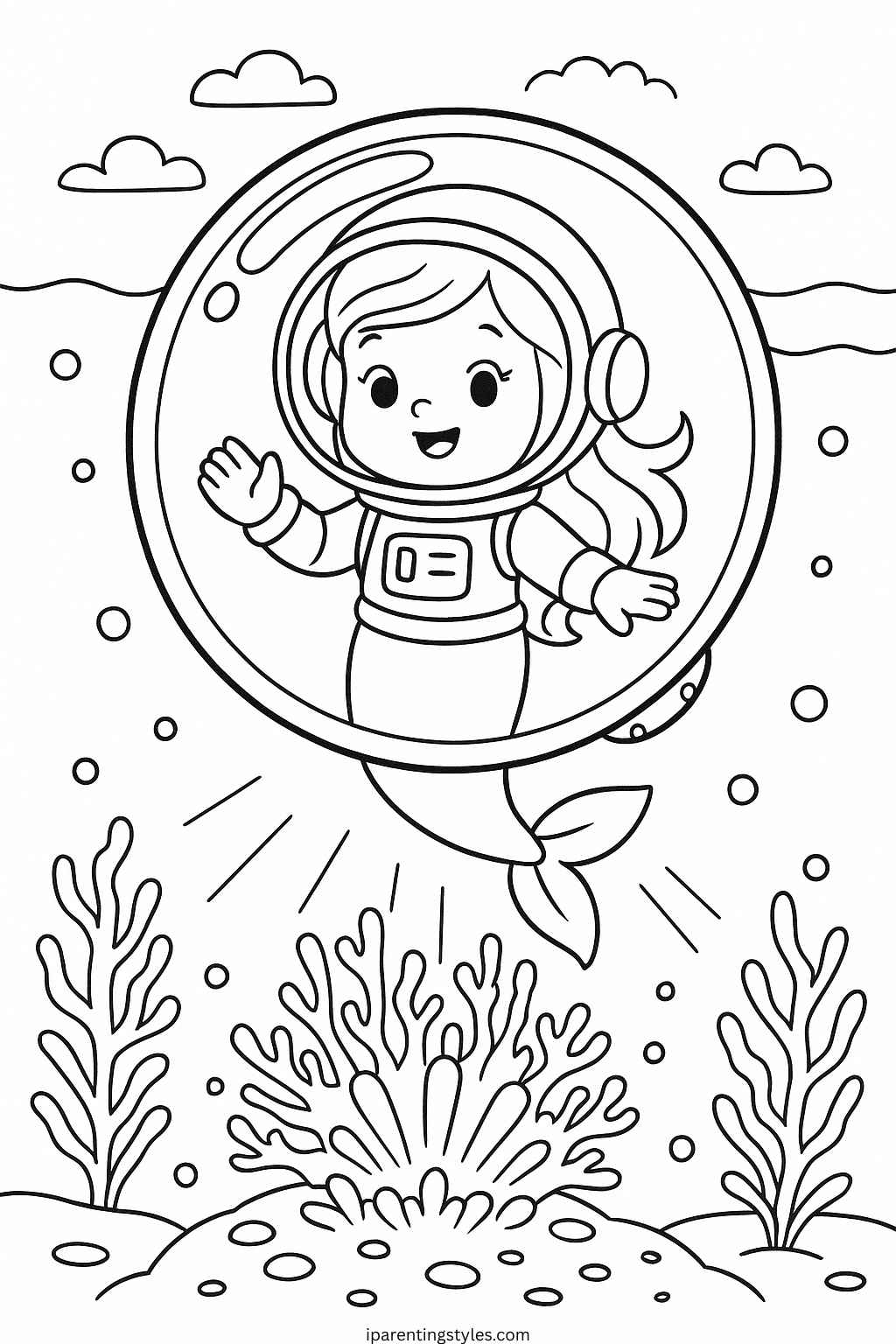 🧜‍♀️ Magical Fun Awaits with These Free Mermaid Coloring Sheets for Kids "Page 3"
