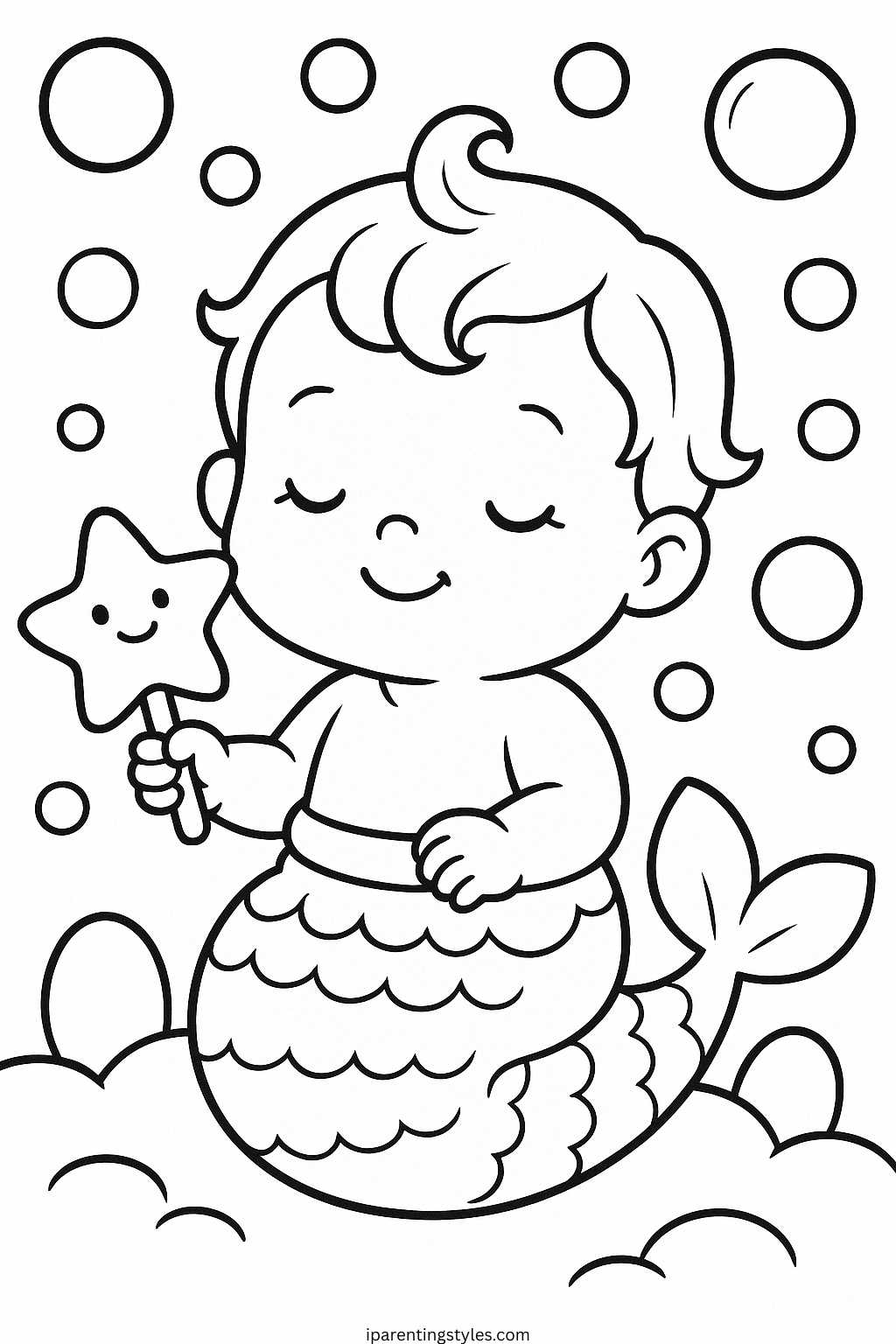 Dive into Creativity with Free Mermaid Coloring Sheet – A Magical Under-Sea Adventure "Page 3"
