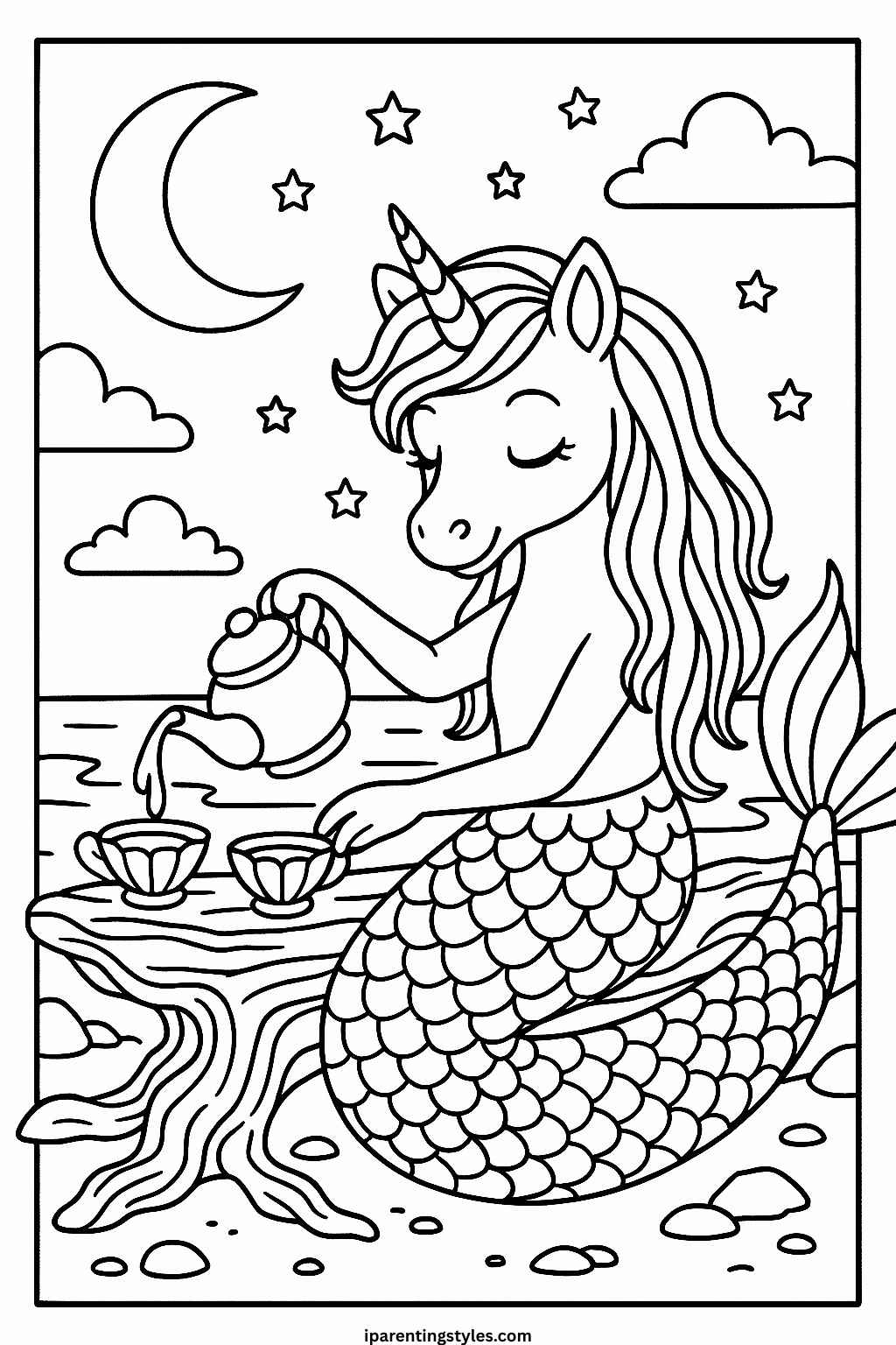 Enchanted Wonders – Unicorn Mermaid Coloring Sheet Collection "Sheet 4"