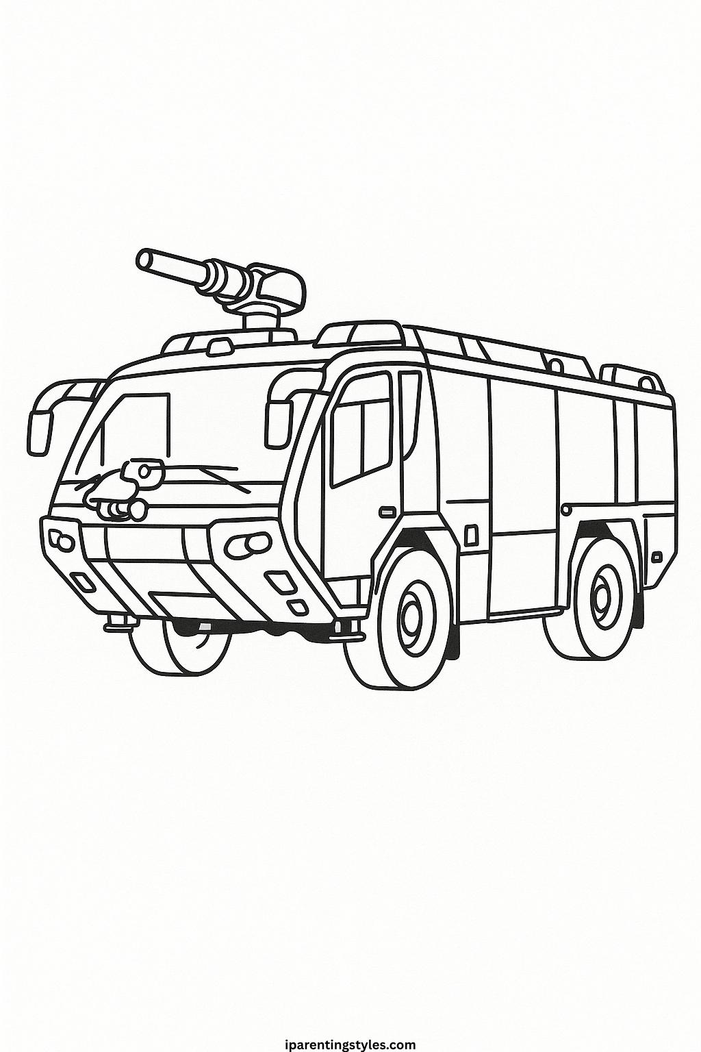 🚒 Heroic Adventures Await: Ultimate Fire Truck Coloring Sheet Collection "Sheet 4"