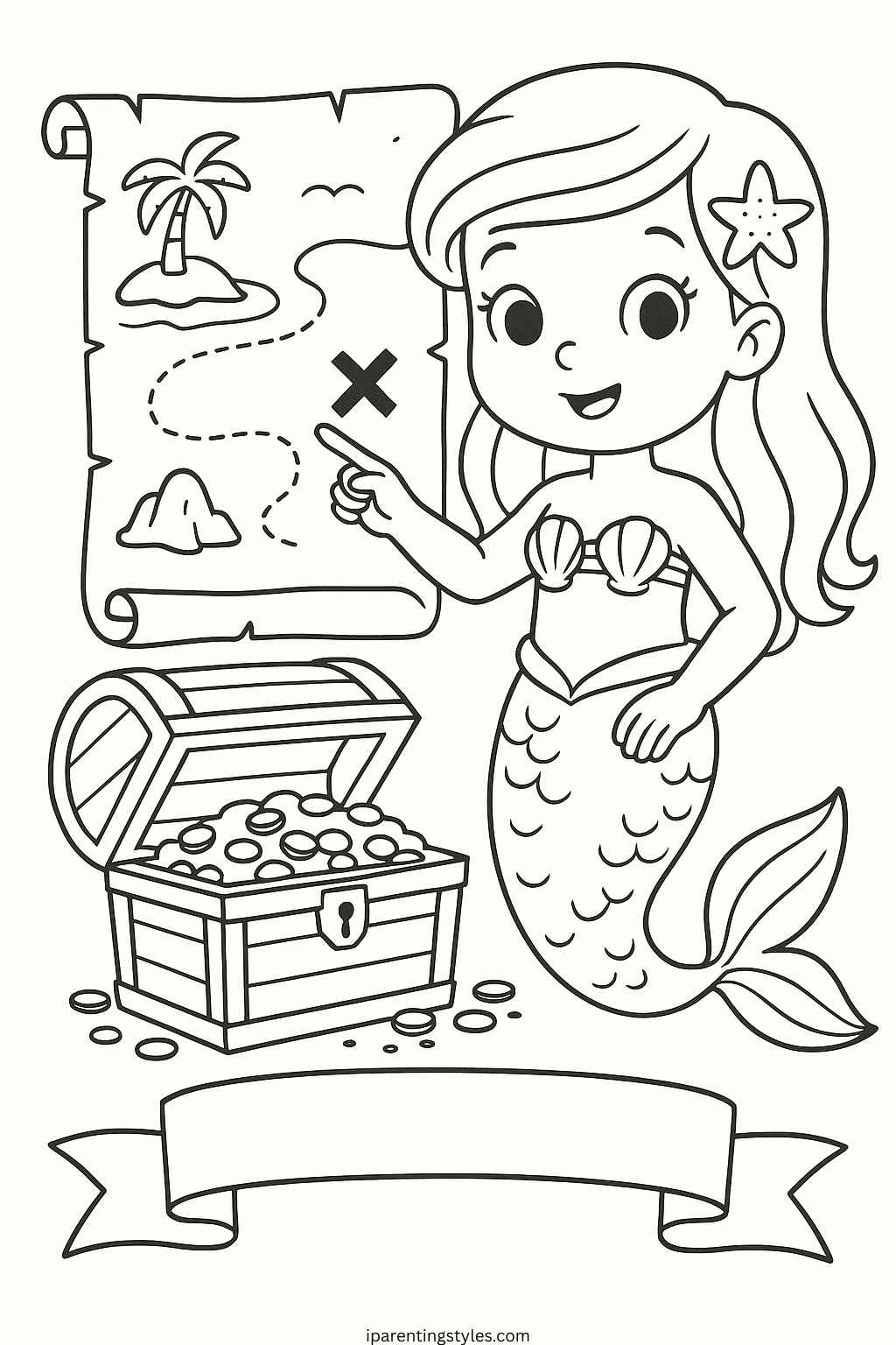🧜‍♀️ Splash into Creativity: Free Mermaid Coloring Sheets for Kids "Page 4"