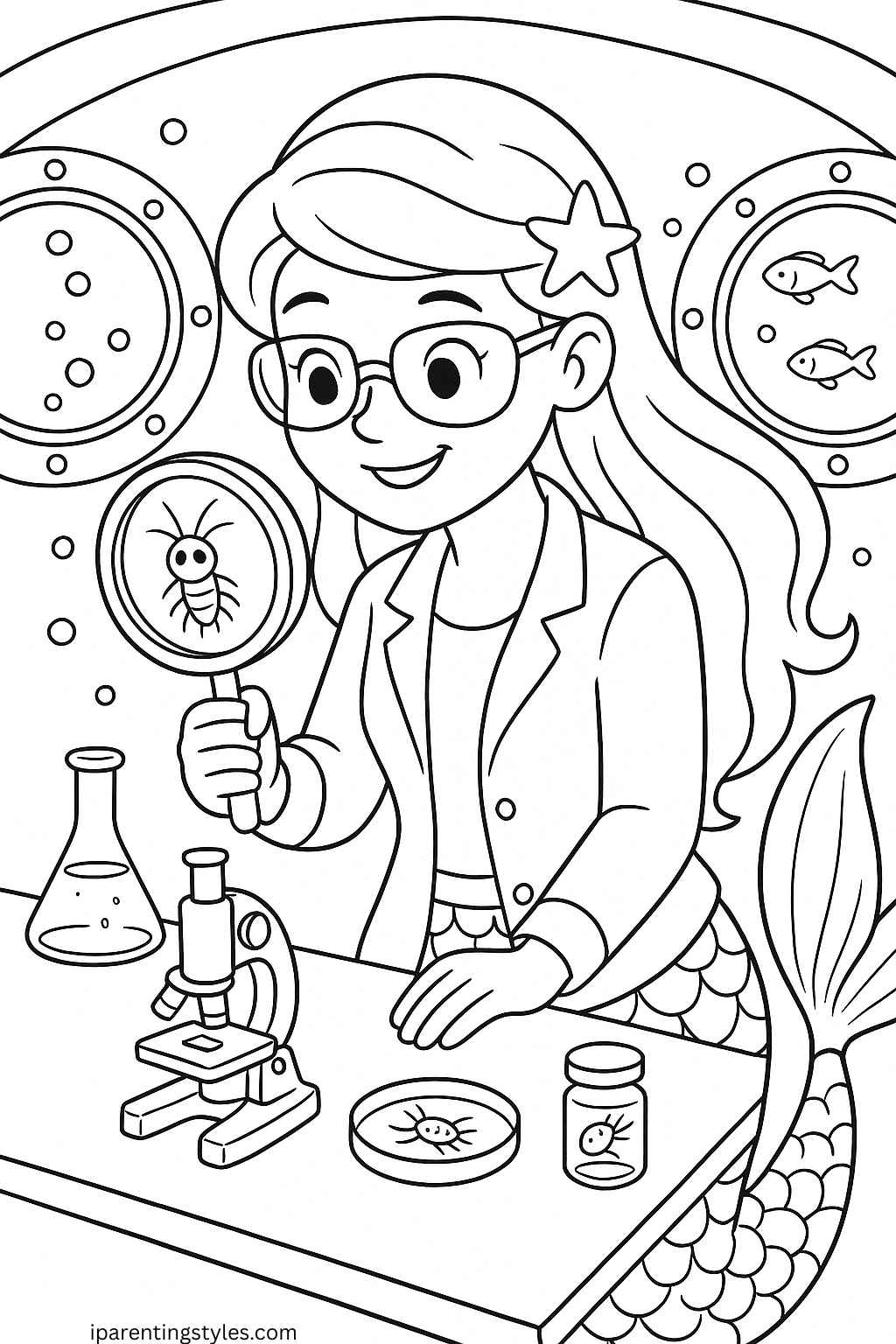 🧜‍♀️ Splash of Imagination: Free Mermaid Coloring Sheets for Little Artists "Page 4"