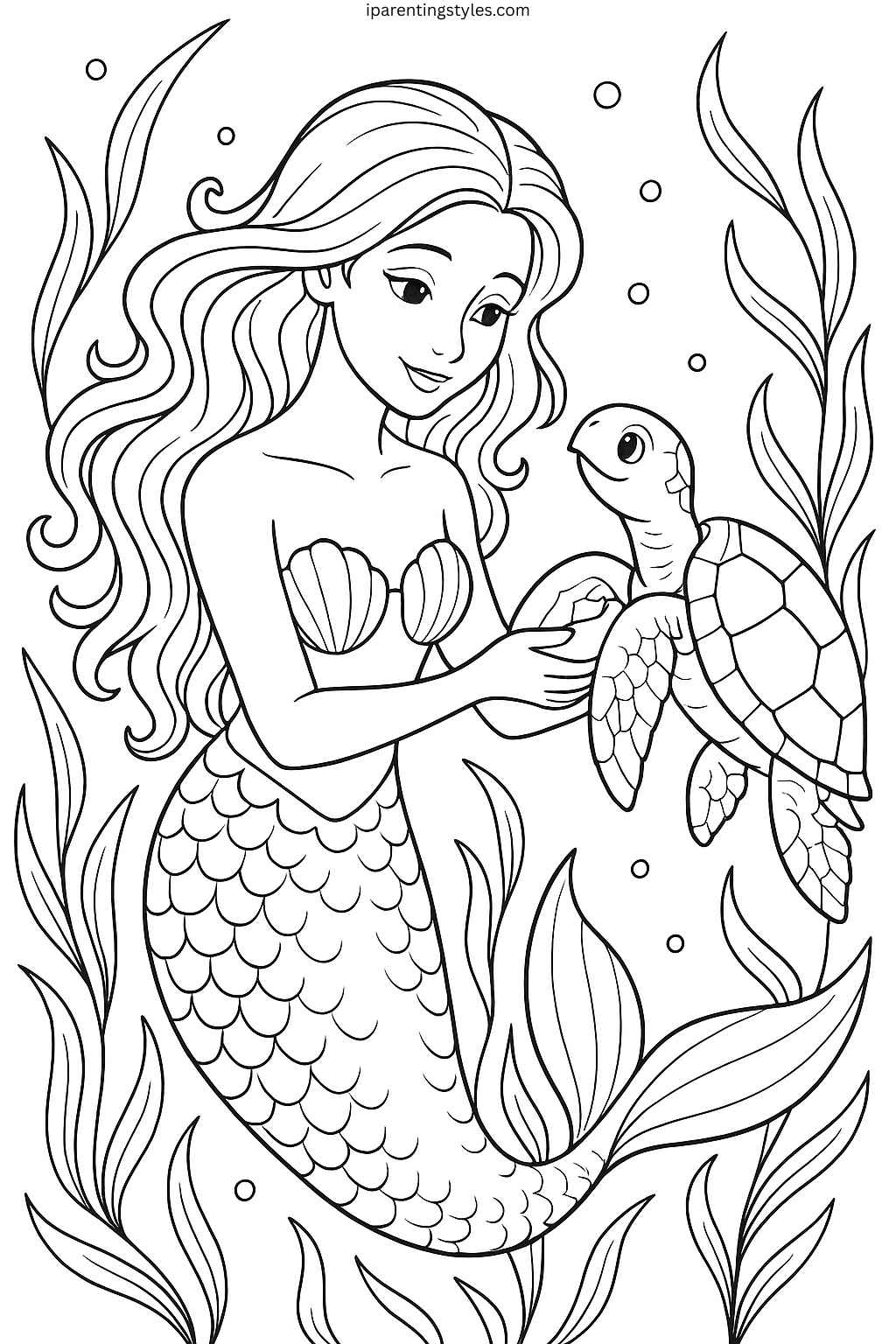 Dive into Creativity with Free Mermaid Coloring Sheet – A Magical Under-Sea Adventure "Page 4"