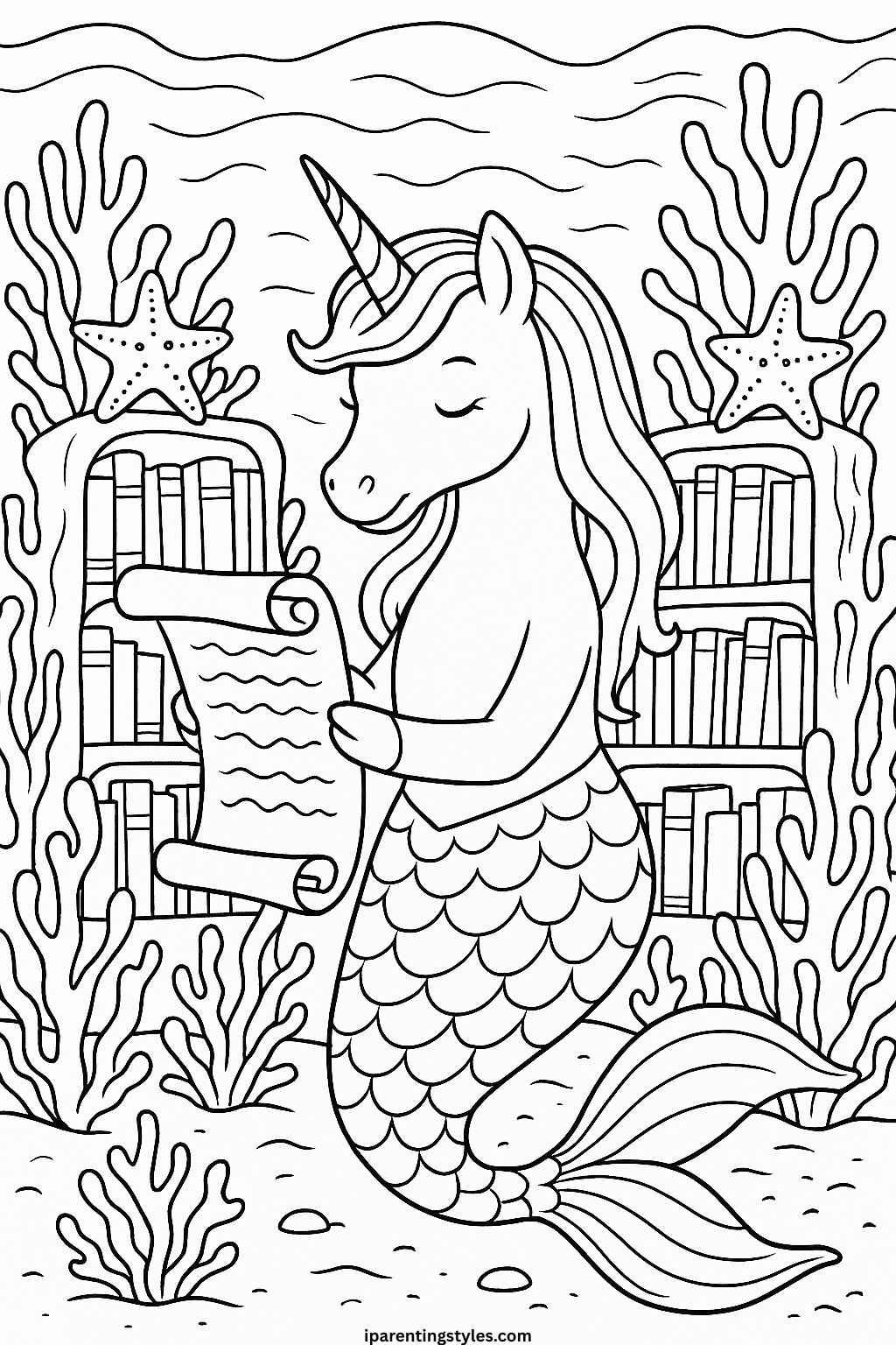Enchanted Wonders – Unicorn Mermaid Coloring Sheet Collection "Sheet 5"