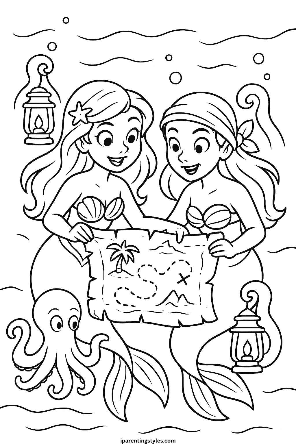 Enchanted Seas: Printable Mermaid Coloring Sheet Collection for Creative Kids 🧜‍♀️ "Sheet 5"