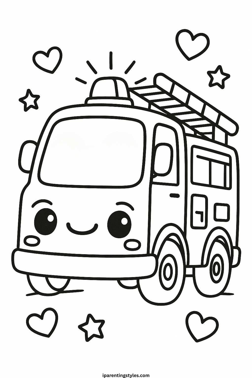 🚒 Heroic Adventures Await: Ultimate Fire Truck Coloring Sheet Collection "Sheet 5"