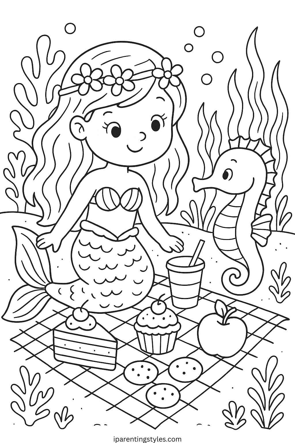 🧜‍♀️ Splash of Imagination: Free Mermaid Coloring Sheets for Little Artists "Page 5"