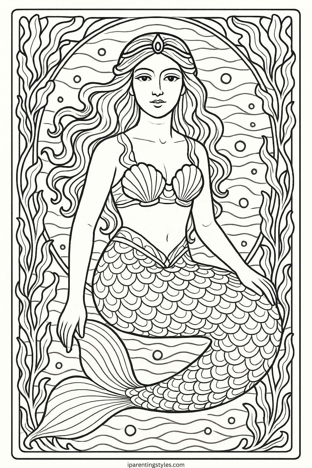 Dive into Creativity with Free Mermaid Coloring Sheet – A Magical Under-Sea Adventure "Page 5"
