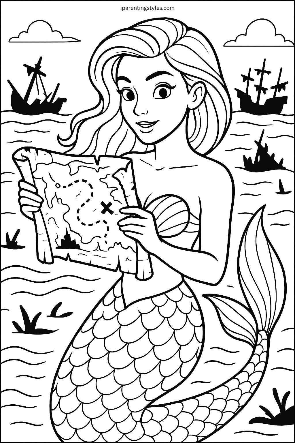 Dive Into Imagination: Free Mermaid Coloring Sheet Extravaganza for All Ages "Page 5"
