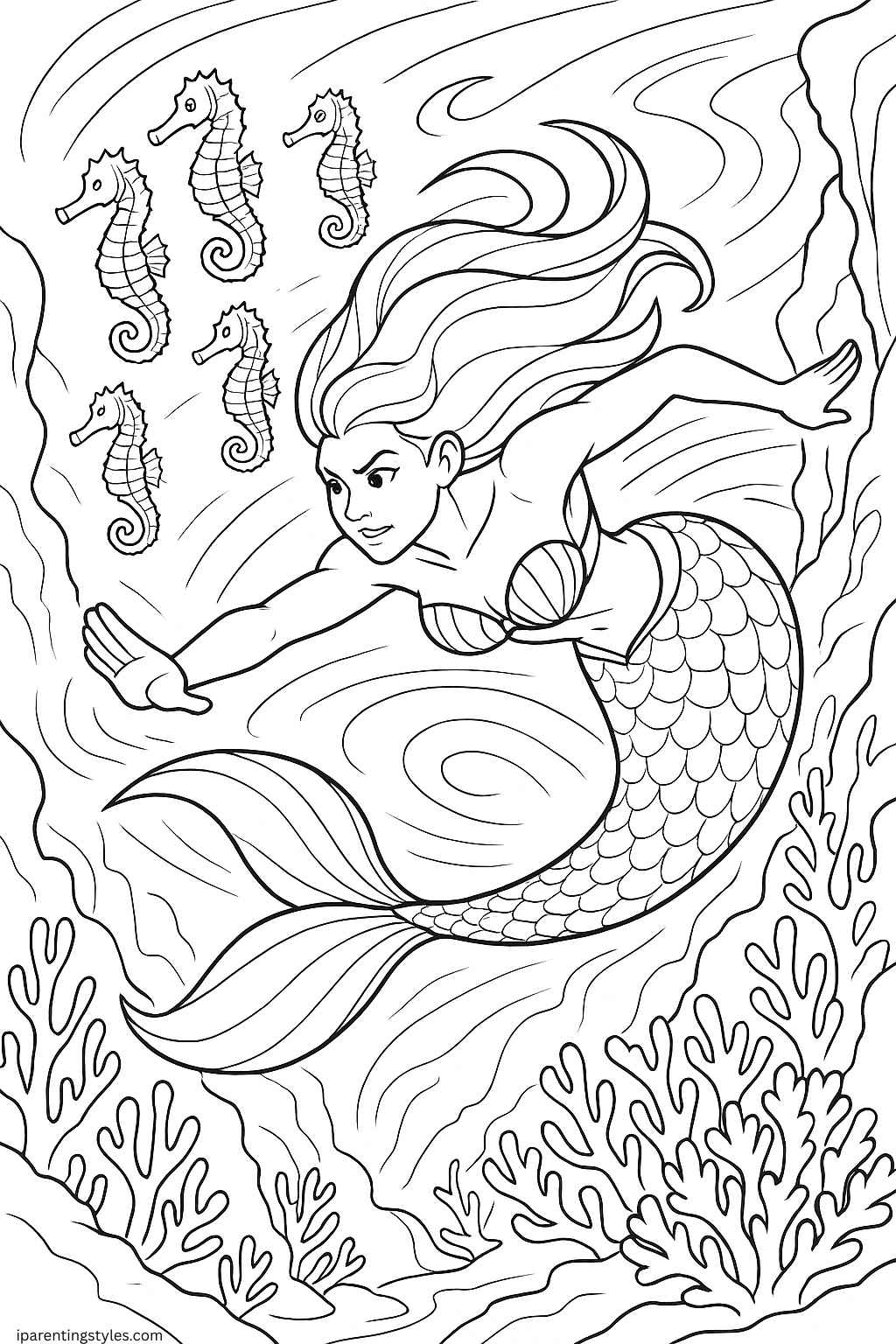 🧜‍♀️ Mermaid Magic: Free Mermaid Coloring Sheets for Kids "Page 5"