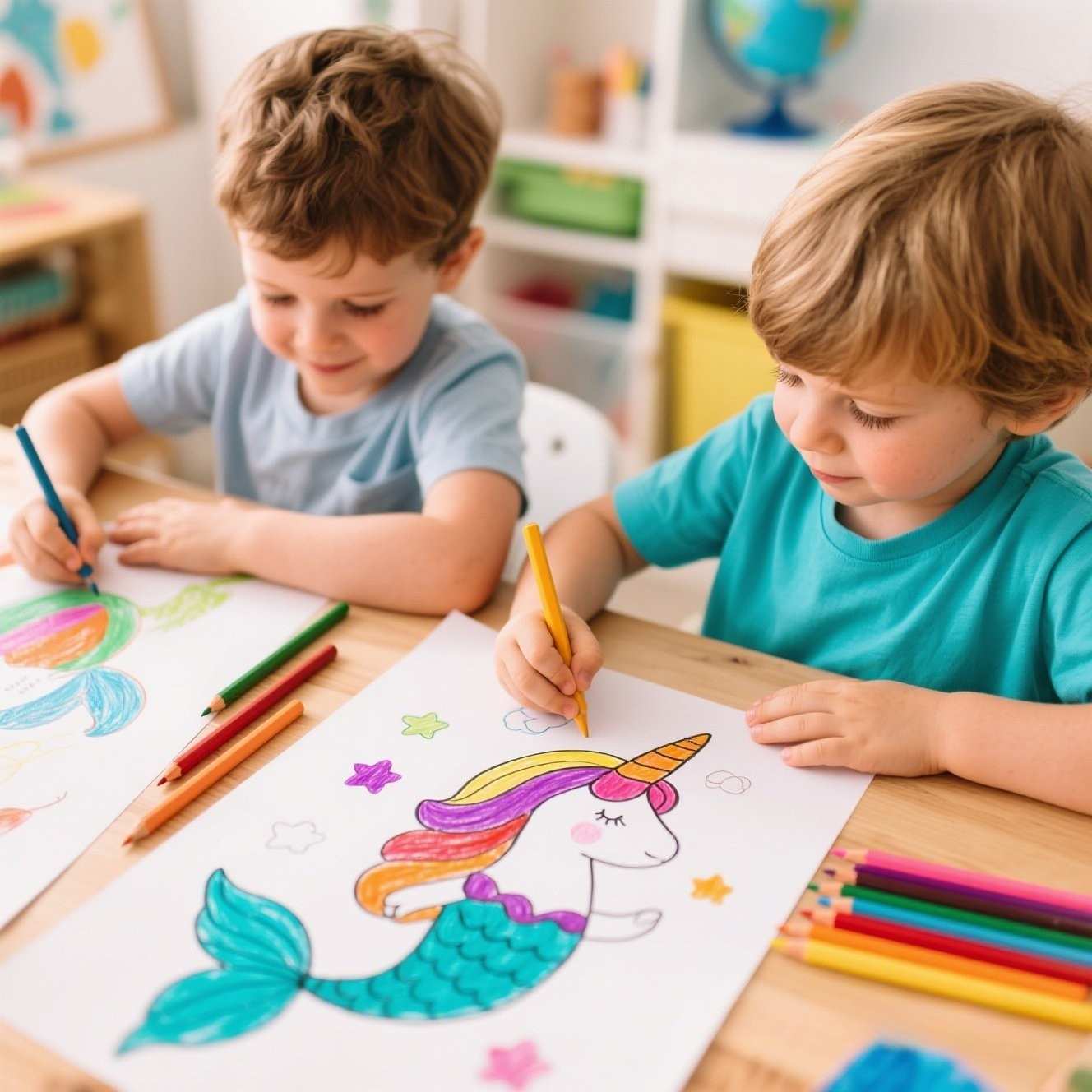 Enchanted Wonders – Unicorn Mermaid Coloring Sheet Collection