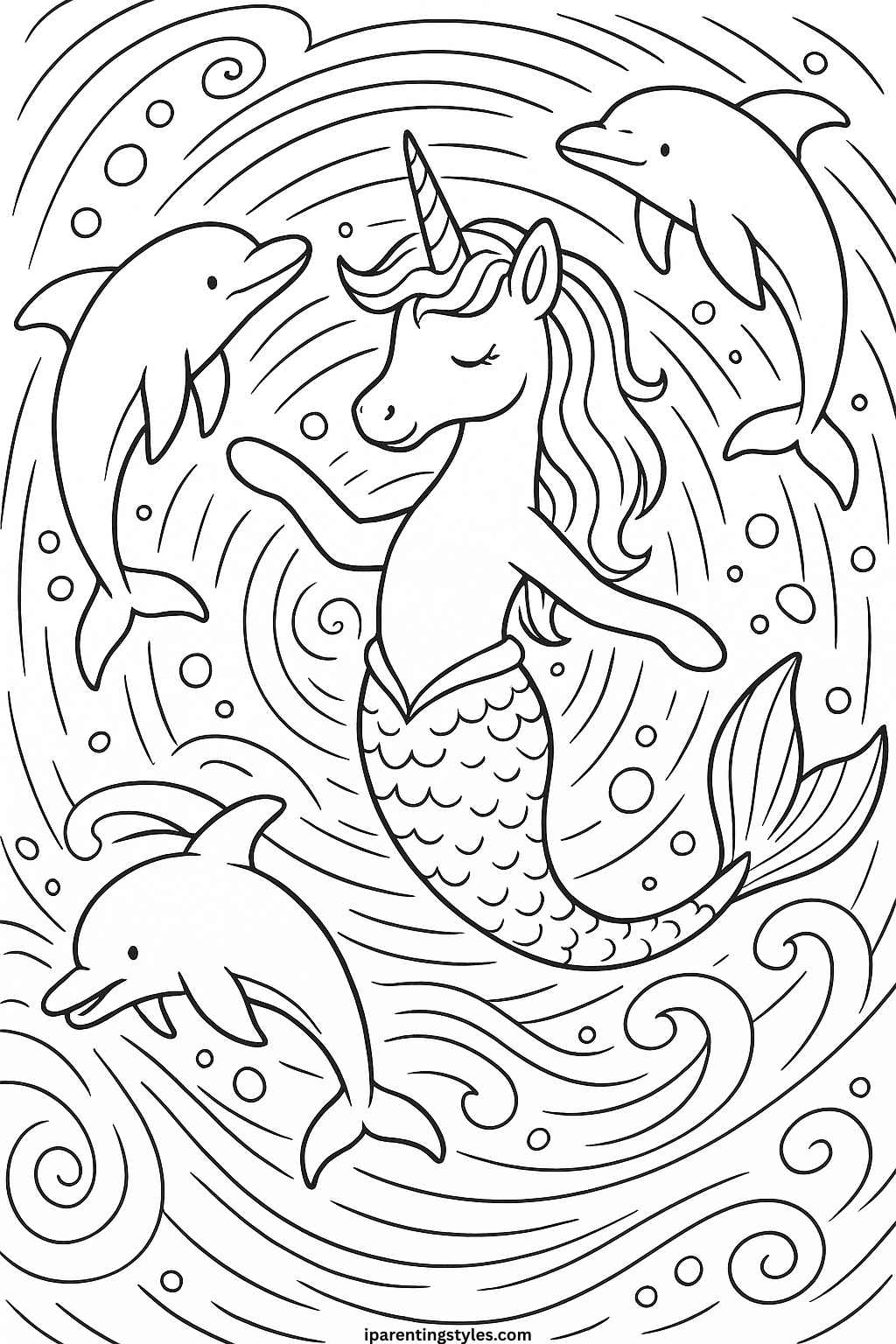 Enchanted Wonders – Unicorn Mermaid Coloring Sheet Collection "Sheet 6"