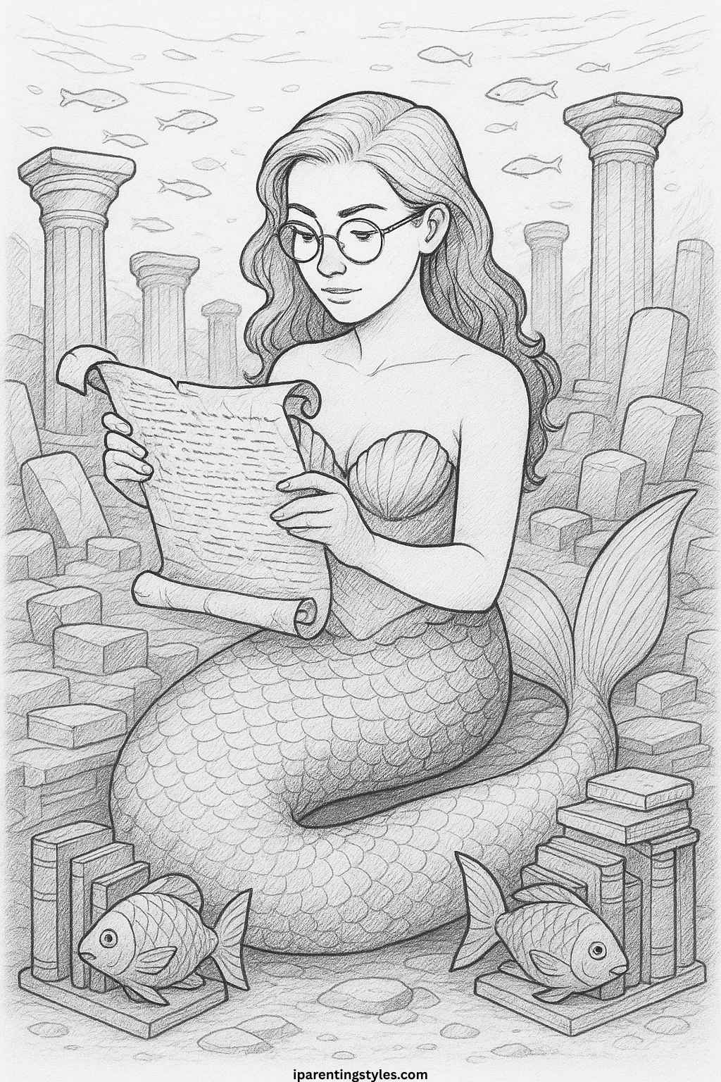 🧜‍♀️ Magical Undersea Adventures: Printable Mermaid Coloring Sheet Collection "Sheet 6"