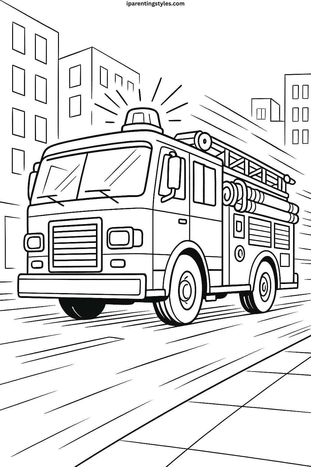 🚒 Heroic Adventures Await: Ultimate Fire Truck Coloring Sheet Collection "Sheet 6"