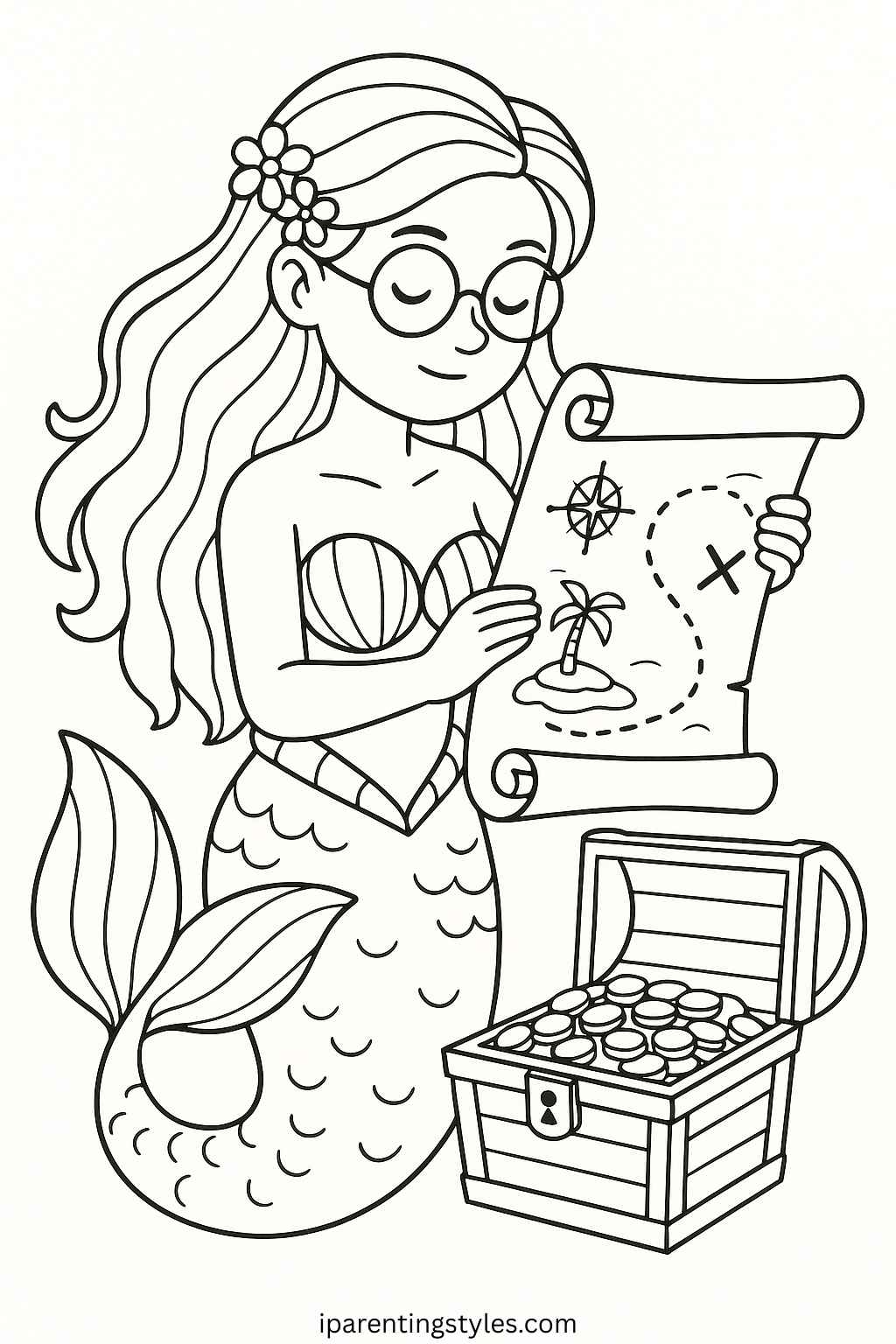 🧜‍♀️ Mermaid Magic: Free Mermaid Coloring Sheets for Kids "Page 6"
