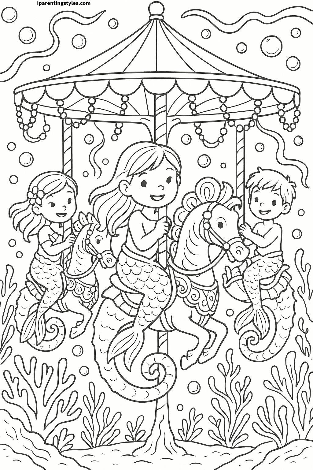 🧜‍♀️ Magical Marine Dreams: Printable Mermaid Coloring Sheet Collection "Sheet 7"