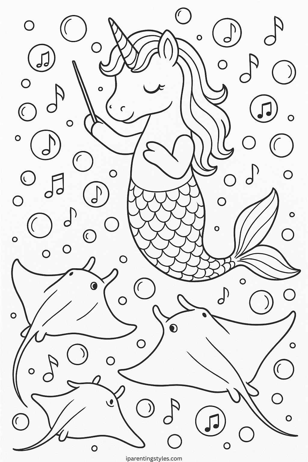 Enchanted Realms: Unicorn Mermaid Coloring Sheet Collection "Sheet 7"