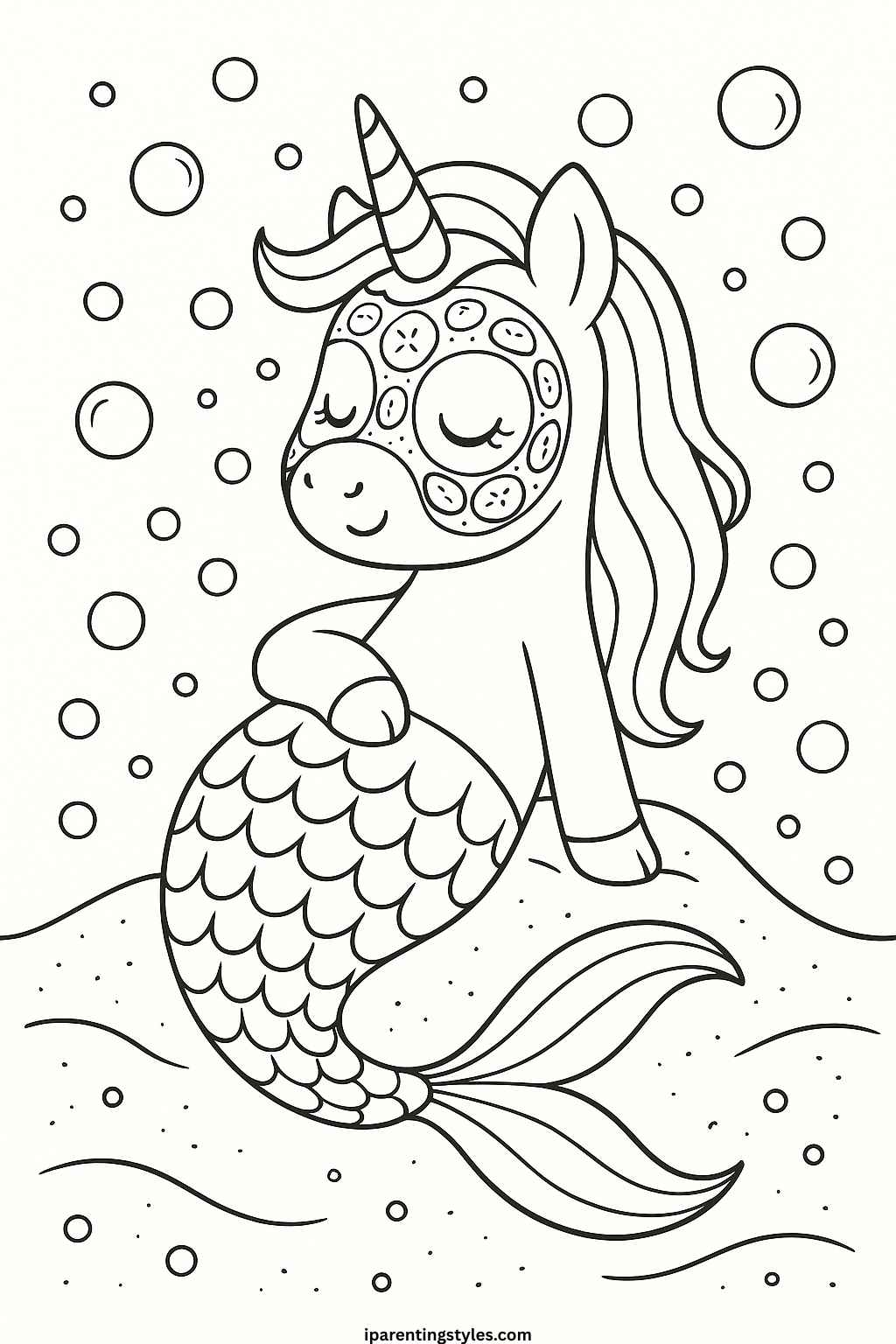 Enchanted Wonders – Unicorn Mermaid Coloring Sheet Collection "Sheet 7"