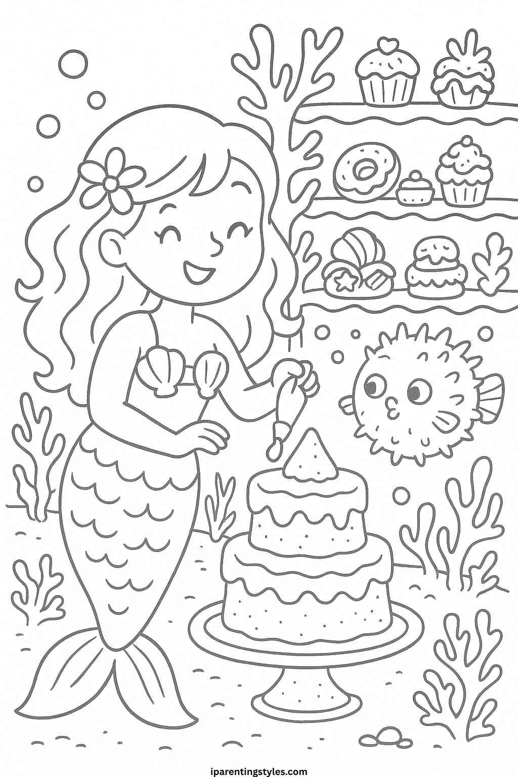 🧜‍♀️ Magical Undersea Adventures: Printable Mermaid Coloring Sheet Collection "Sheet 7"