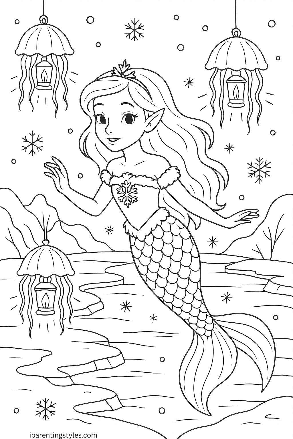🧜‍♀️ Splash of Imagination: Free Mermaid Coloring Sheets for Little Artists "Page 7"