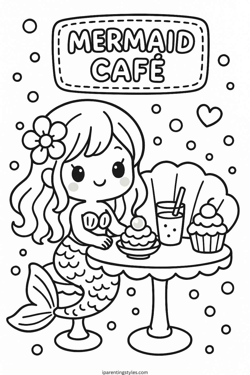 Dive into Creativity with Free Mermaid Coloring Sheet – A Magical Under-Sea Adventure "Page 7"