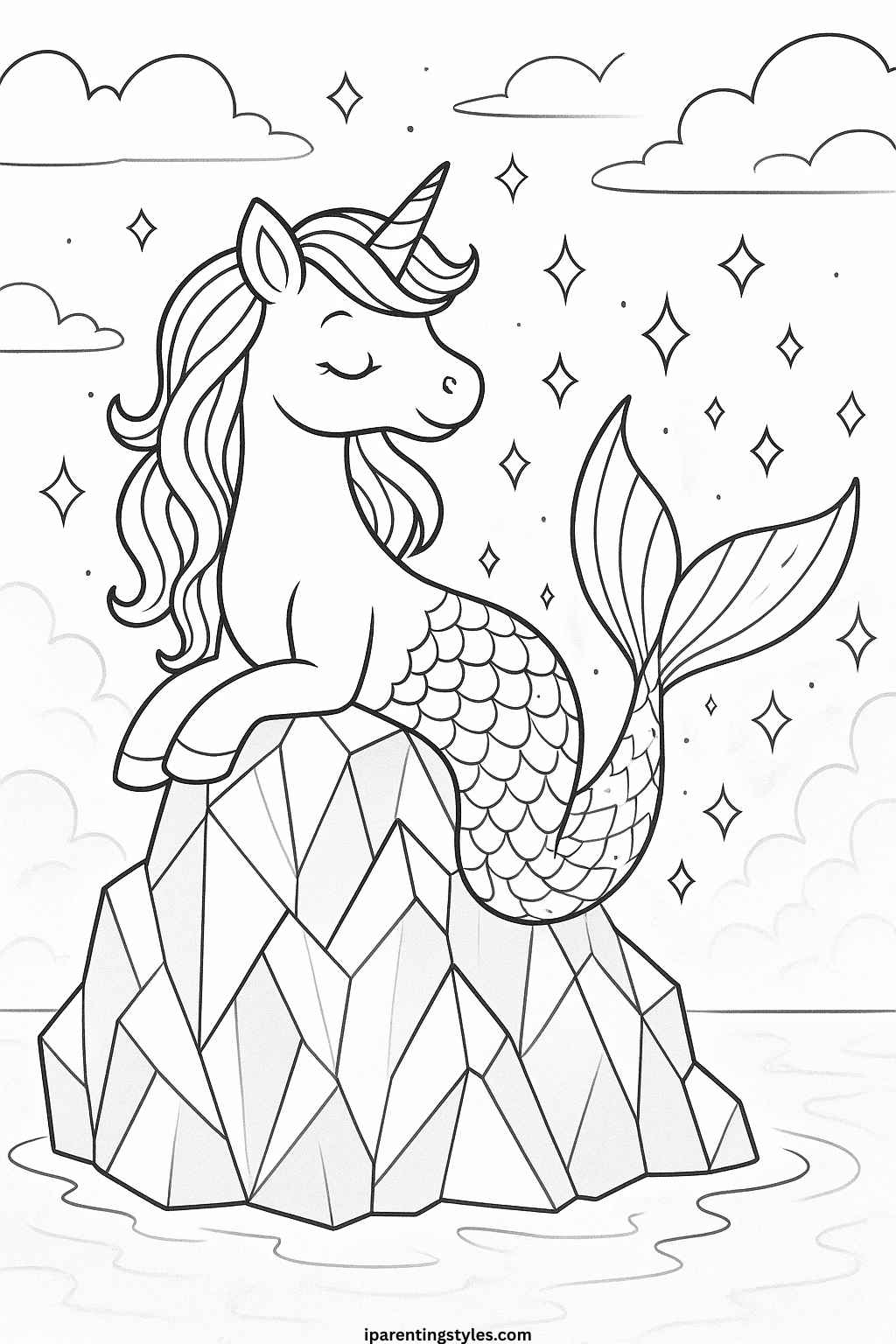Enchanted Wonders – Unicorn Mermaid Coloring Sheet Collection "Sheet 8"