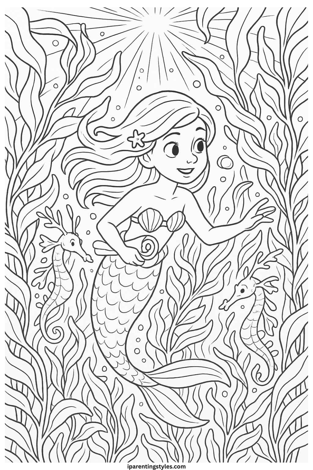Enchanted Seas: Printable Mermaid Coloring Sheet Collection for Creative Kids 🧜‍♀️ "Sheet 8"