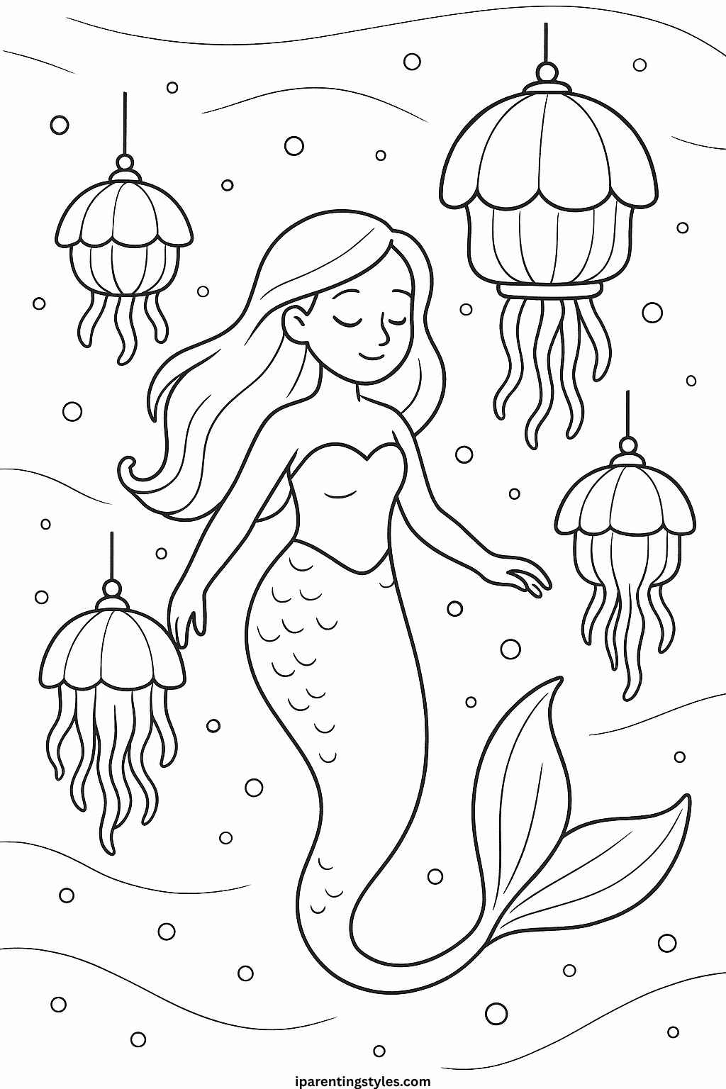 🧜 Magical Seas: Printable Mermaid Coloring Sheet Collection "Page 8"